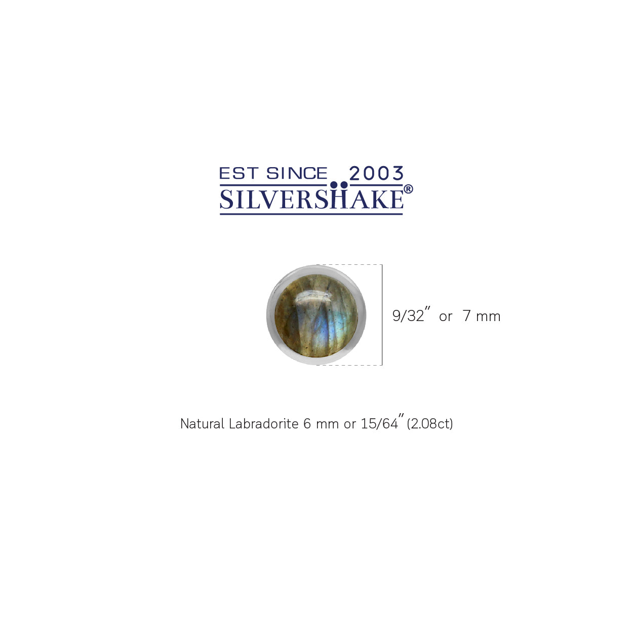 6mm Natural Round Shape Labradorite White Gold Plated 925 Sterling Silver Stud Post Earrings - Silvershake-store