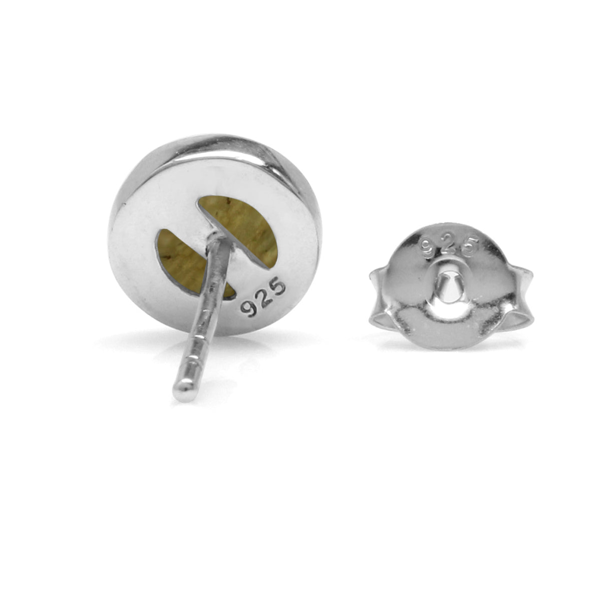 6mm Natural Round Shape Labradorite White Gold Plated 925 Sterling Silver Stud Post Earrings - Silvershake-store