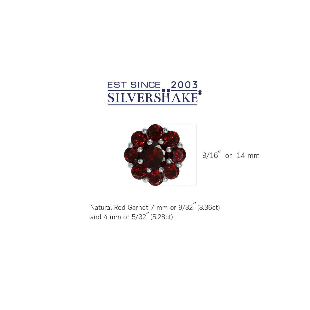 8.64ct. Natural Garnet White Gold Plated 925 Sterling Silver Flower Cluster Post Earrings