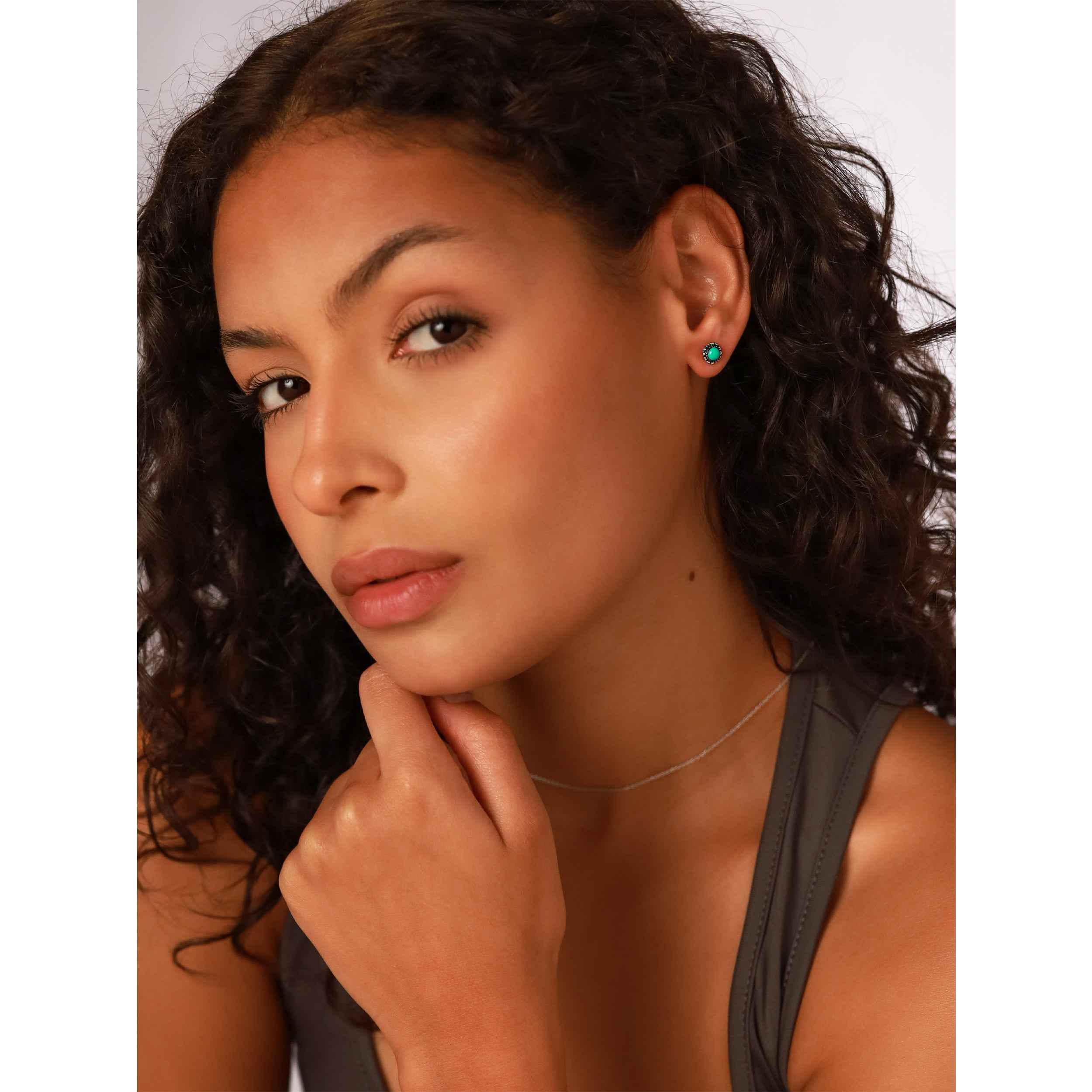 3-Pair Petite Mother Of Pearl, Created Turquoise & Onyx 925 Sterling Silver Stud Earrings Set
