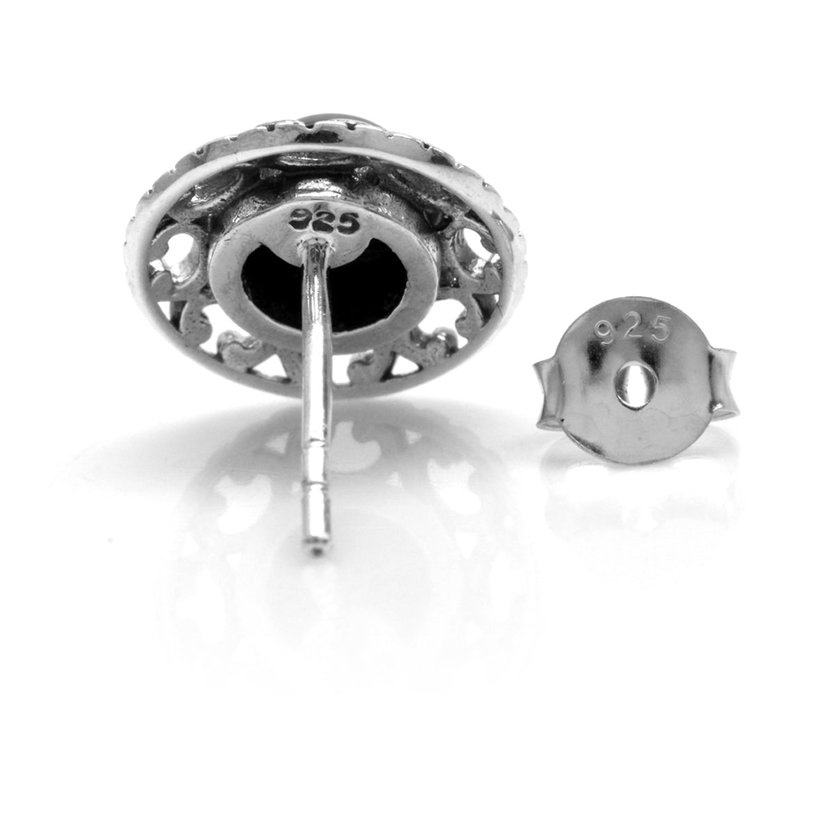 White Mother of Pearl 925 Sterling Silver Filigree Stud Post Earrings