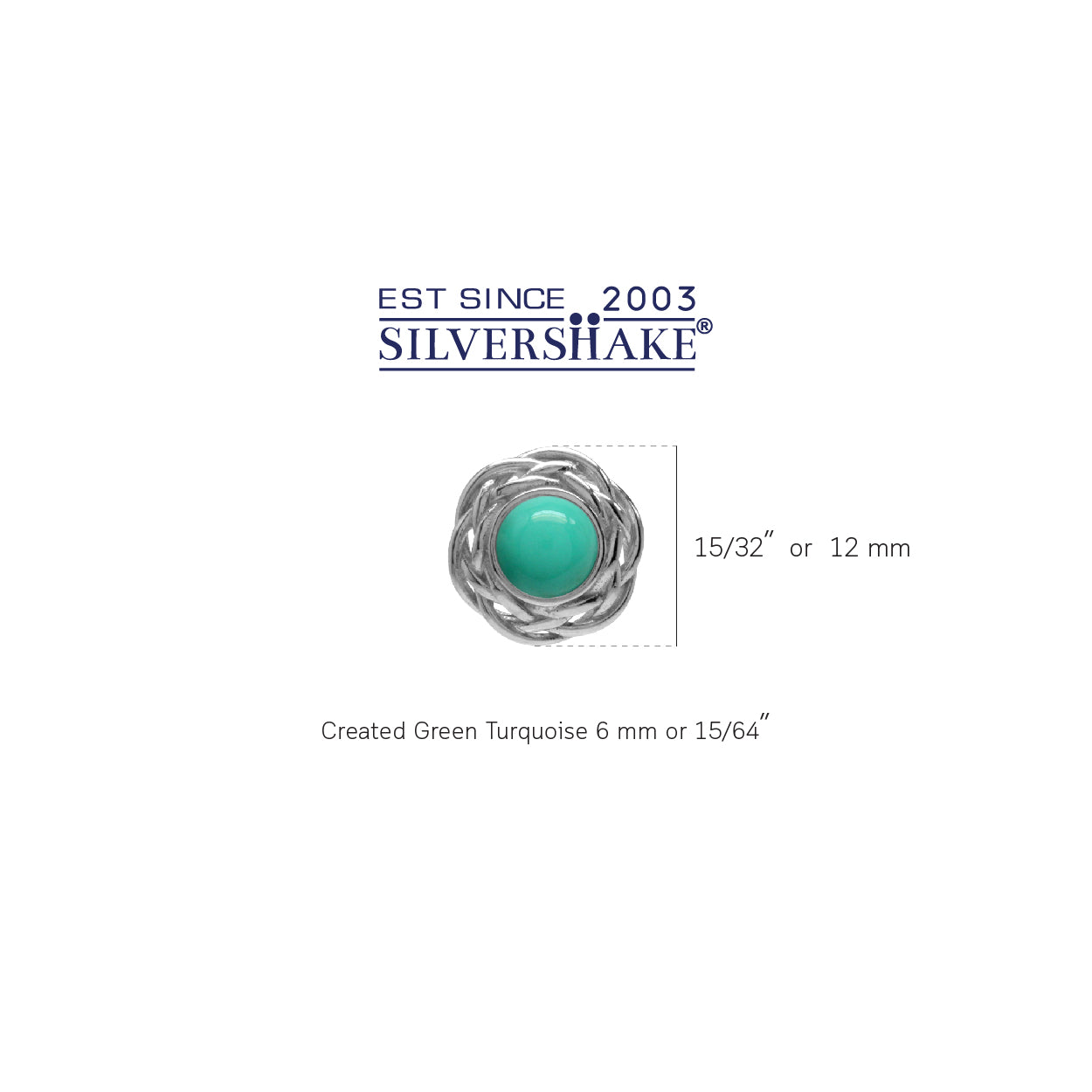 Created Green Turquoise White Gold Plated 925 Sterling Silver Celtic Weave Knot Stud/Post Earrings