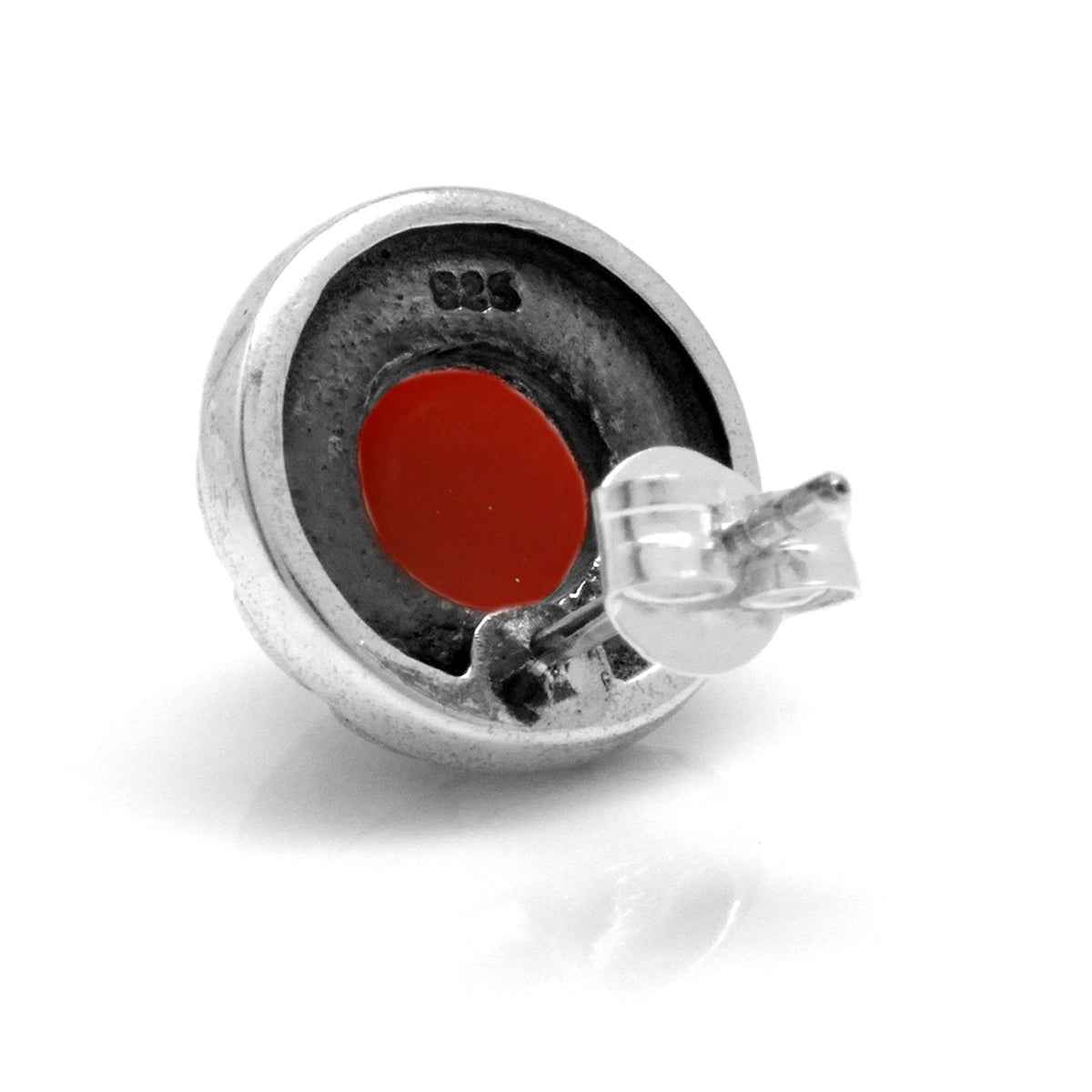 8MM Natural Round Shape Carnelian 925 Sterling Silver Stud/Post Earrings
