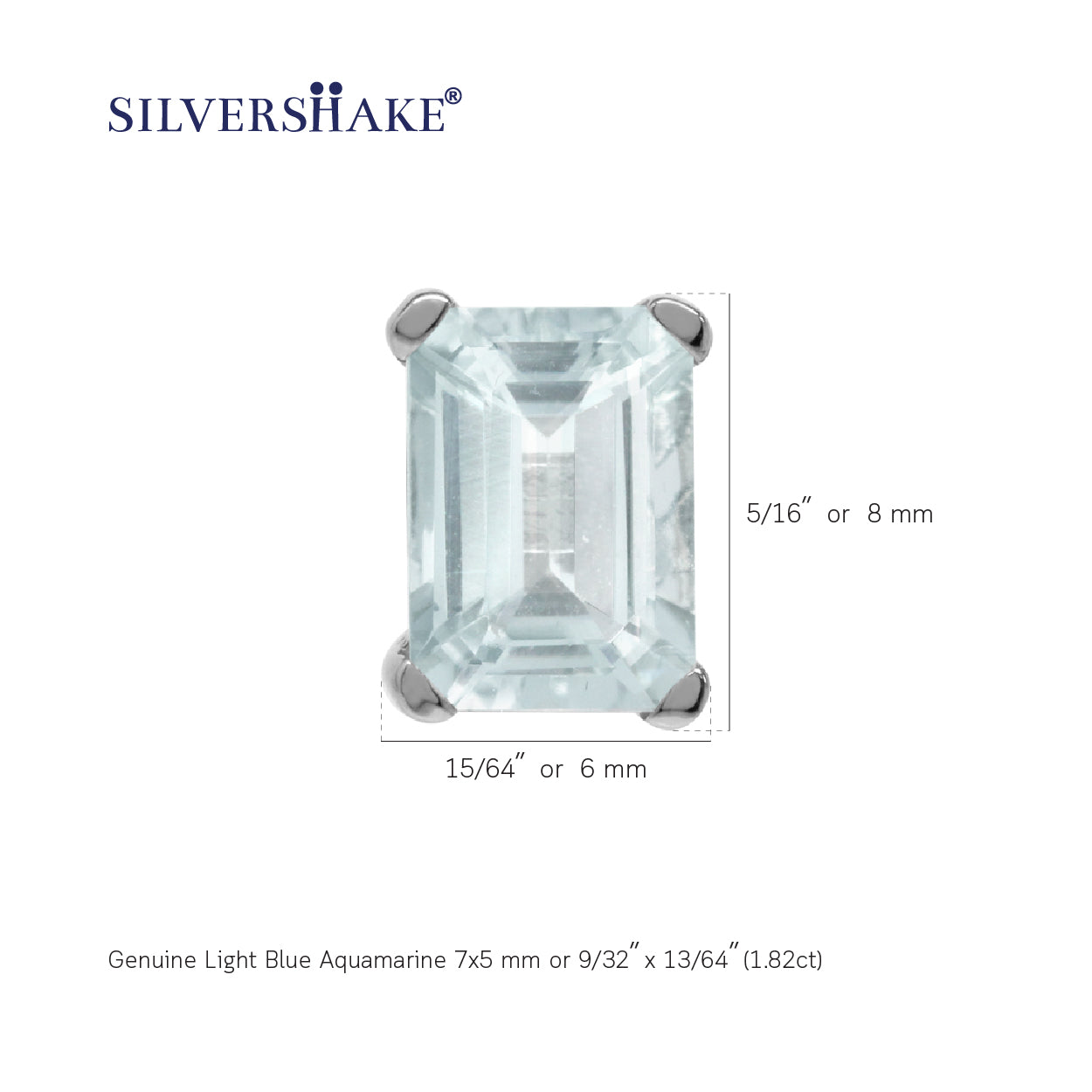 1.82ct. 7X5mm Genuine Octagon Shape Blue Aquamarine 925 Sterling Silver Stud Earrings - Silvershake-store