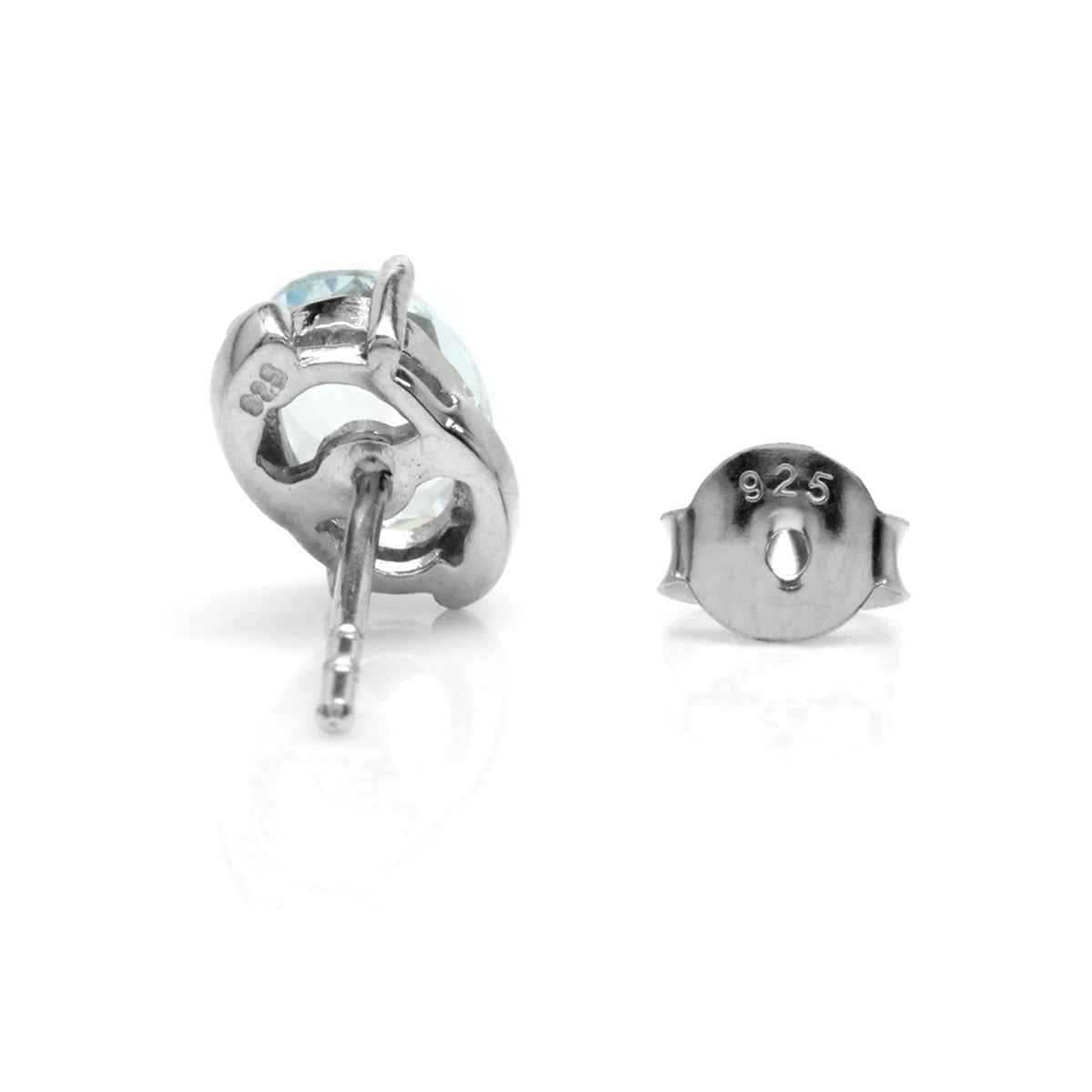 1.26ct. 7X5mm Genuine Oval Shape Aquamarine White Gold Plated 925 Sterling Silver Stud Earrings