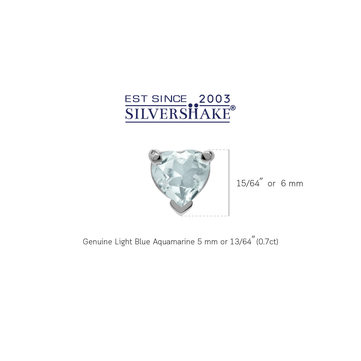 Petite Genuine 5MM Heart Shape Blue Aquamarine White Gold Plated 925 Sterling Silver Stud Earrings