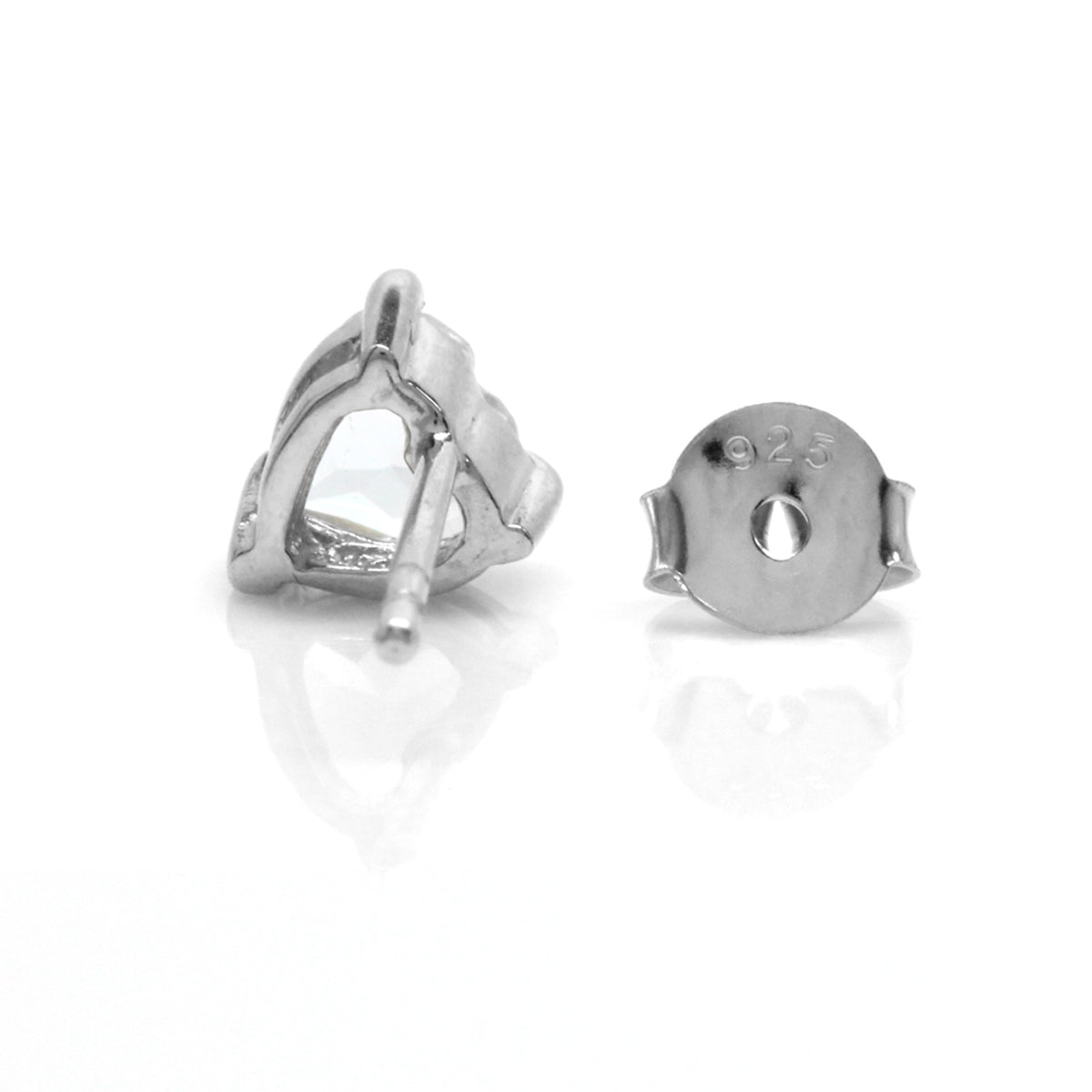 Petite Genuine 5MM Heart Shape Blue Aquamarine White Gold Plated 925 Sterling Silver Stud Earrings