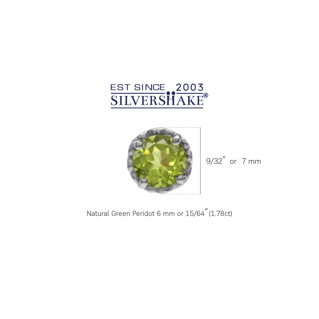 6mm Round Natural Peridot White Gold Plated 925 Sterling Silver Victorian Style Stud Post Earrings - Silvershake-store