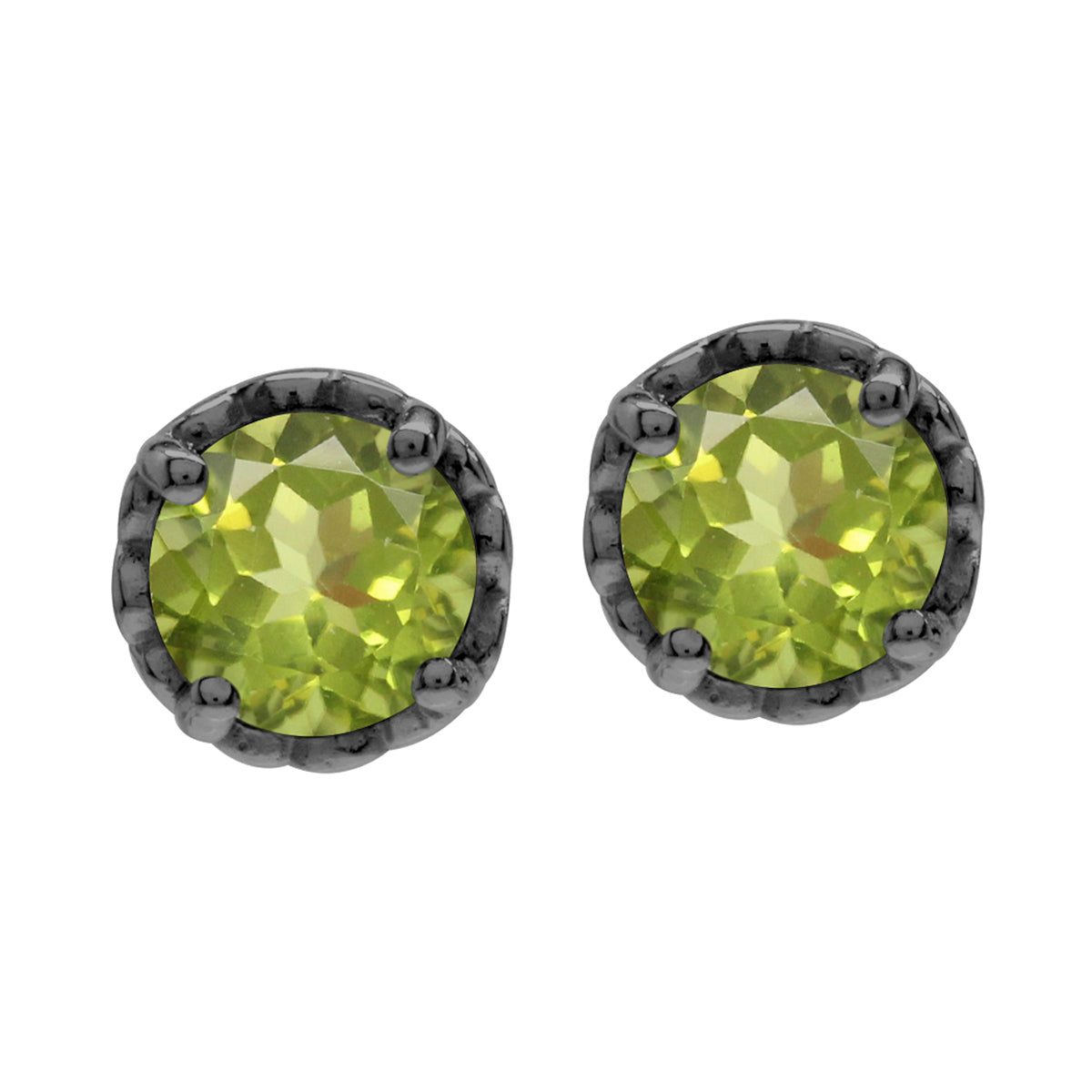 1.78ct. Natural Peridot Black Rhodium Plated 925 Sterling Silver Victorian Style Stud Post Earrings - Silvershake-store