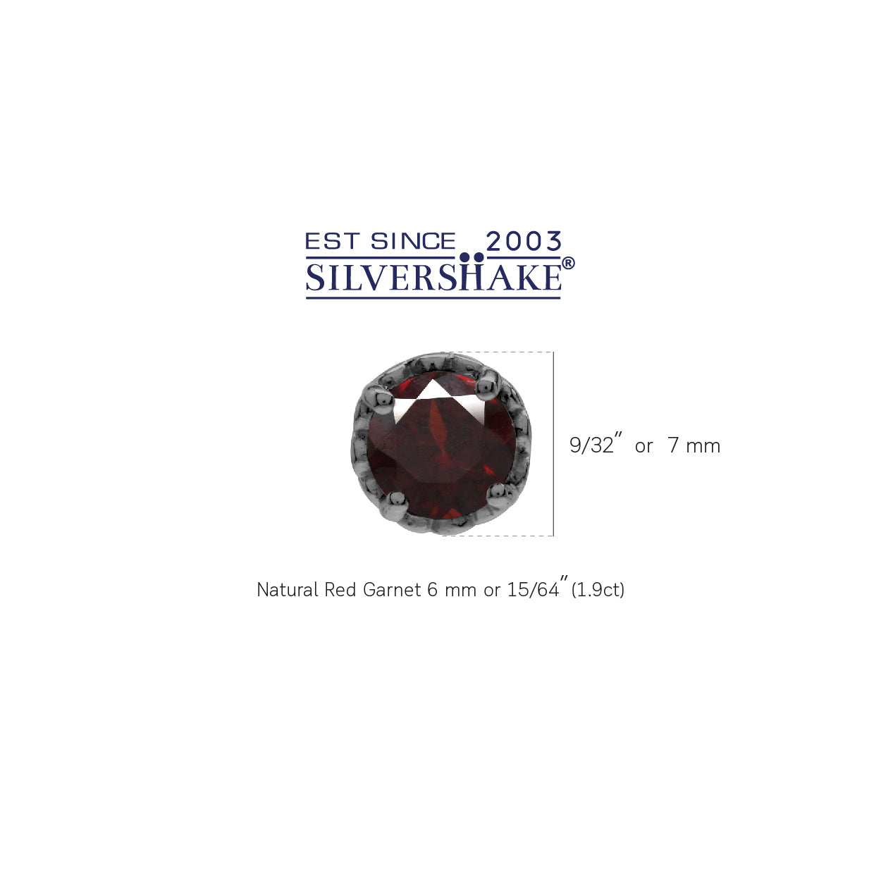 6mm Round Natural Garnet Black Rhodium Plated 925 Sterling Silver Victorian Style Stud Post Earrings - Silvershake-store