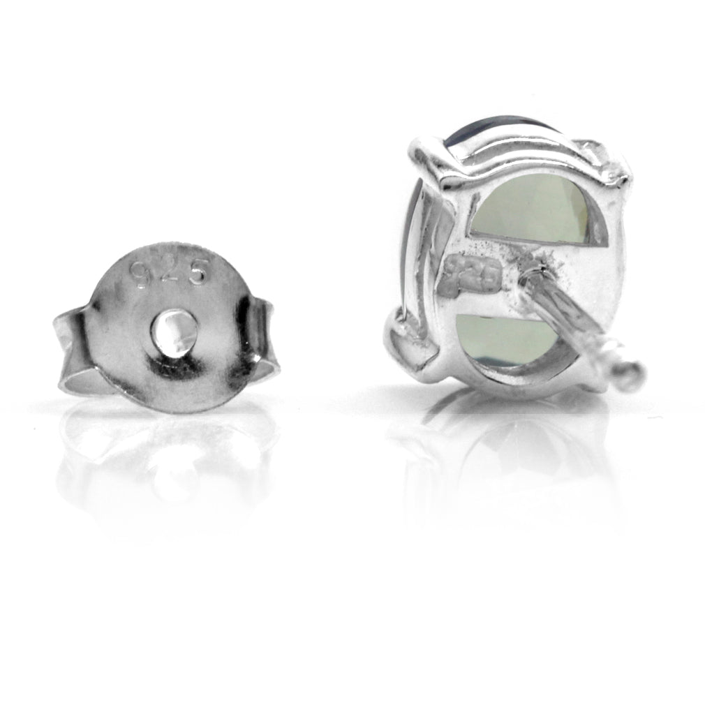 7X5mm Oval Shape Simulated Color Change Alexandrite White Gold Plated 925 Sterling Silver Stud Earrings - Silvershake-store