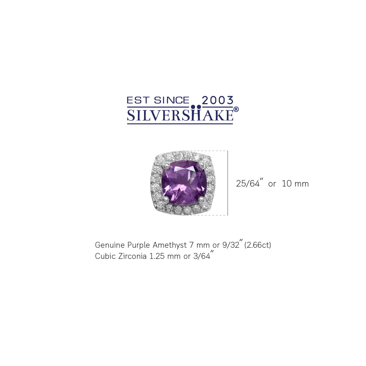 2.66ct. 7mm Cushion Cut Natural Amethyst Gold Plated 925 Sterling Silver Halo Stud Earrings - Silvershake-store