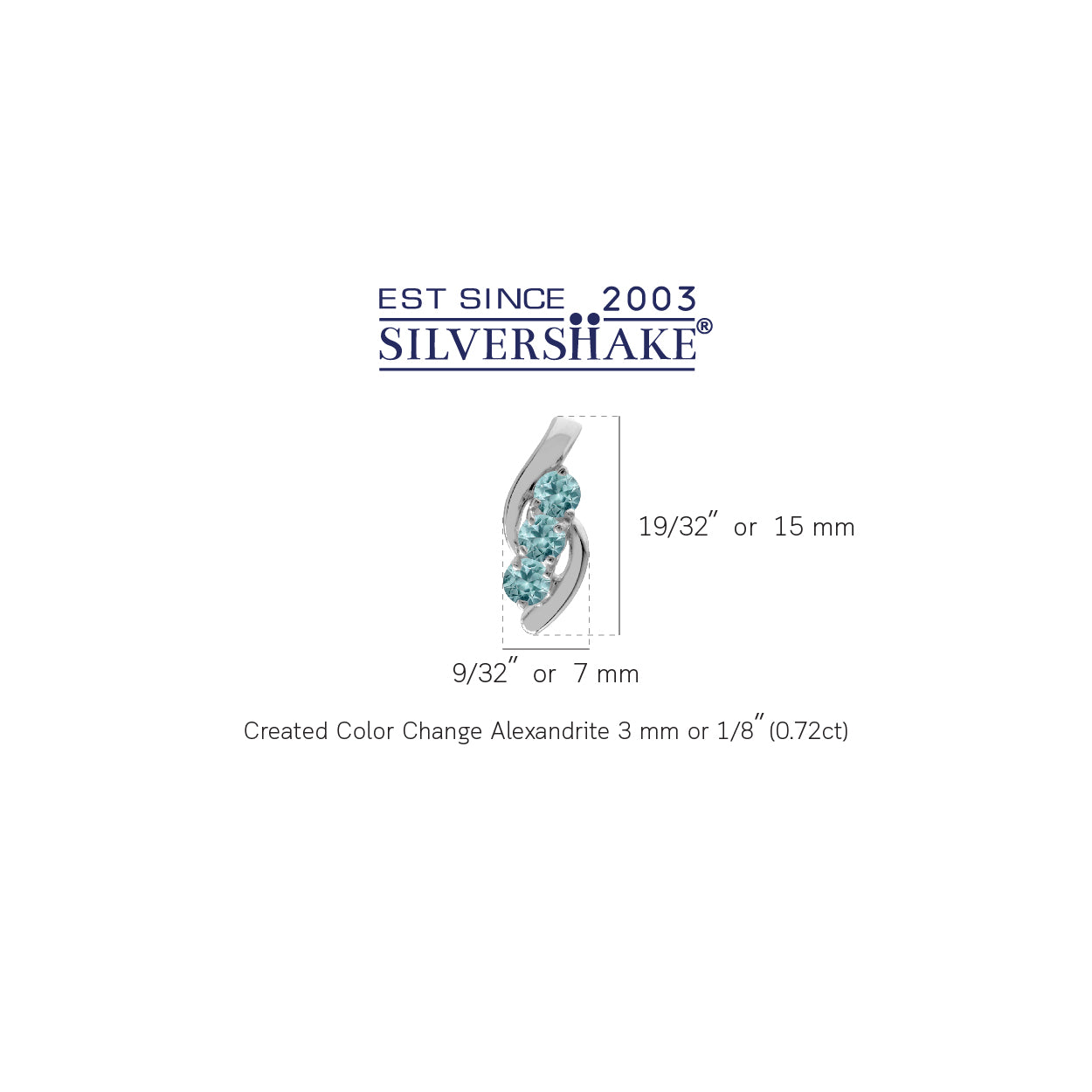 3 Stone Simulated Color Change Alexandrite White Gold Plated 925 Sterling Silver Stud Earrings - Silvershake-store