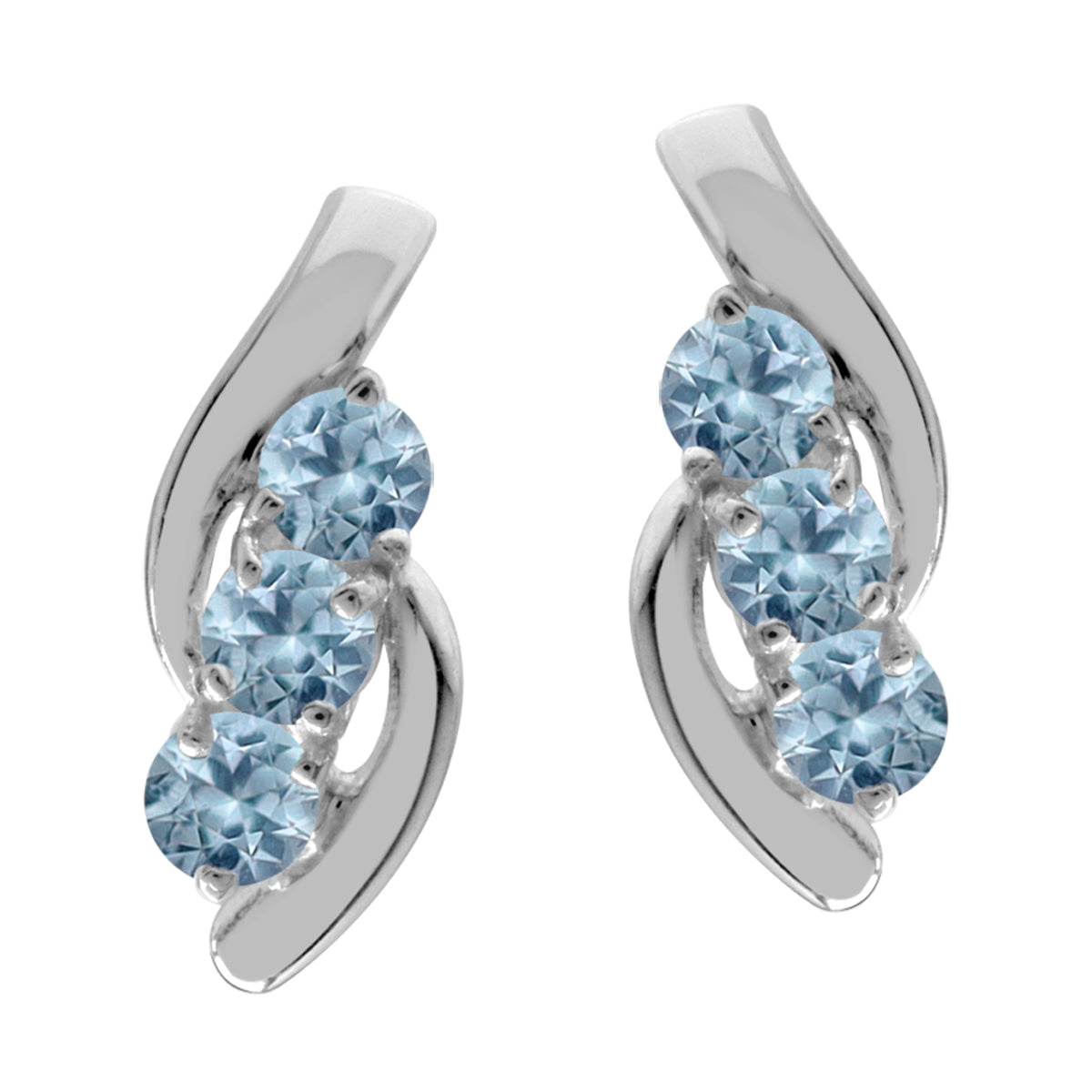 3 Stone Simulated Color Change Alexandrite White Gold Plated 925 Sterling Silver Stud Earrings - Silvershake-store