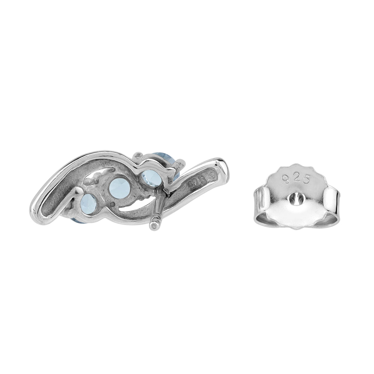 3 Stone Simulated Color Change Alexandrite White Gold Plated 925 Sterling Silver Stud Earrings - Silvershake-store