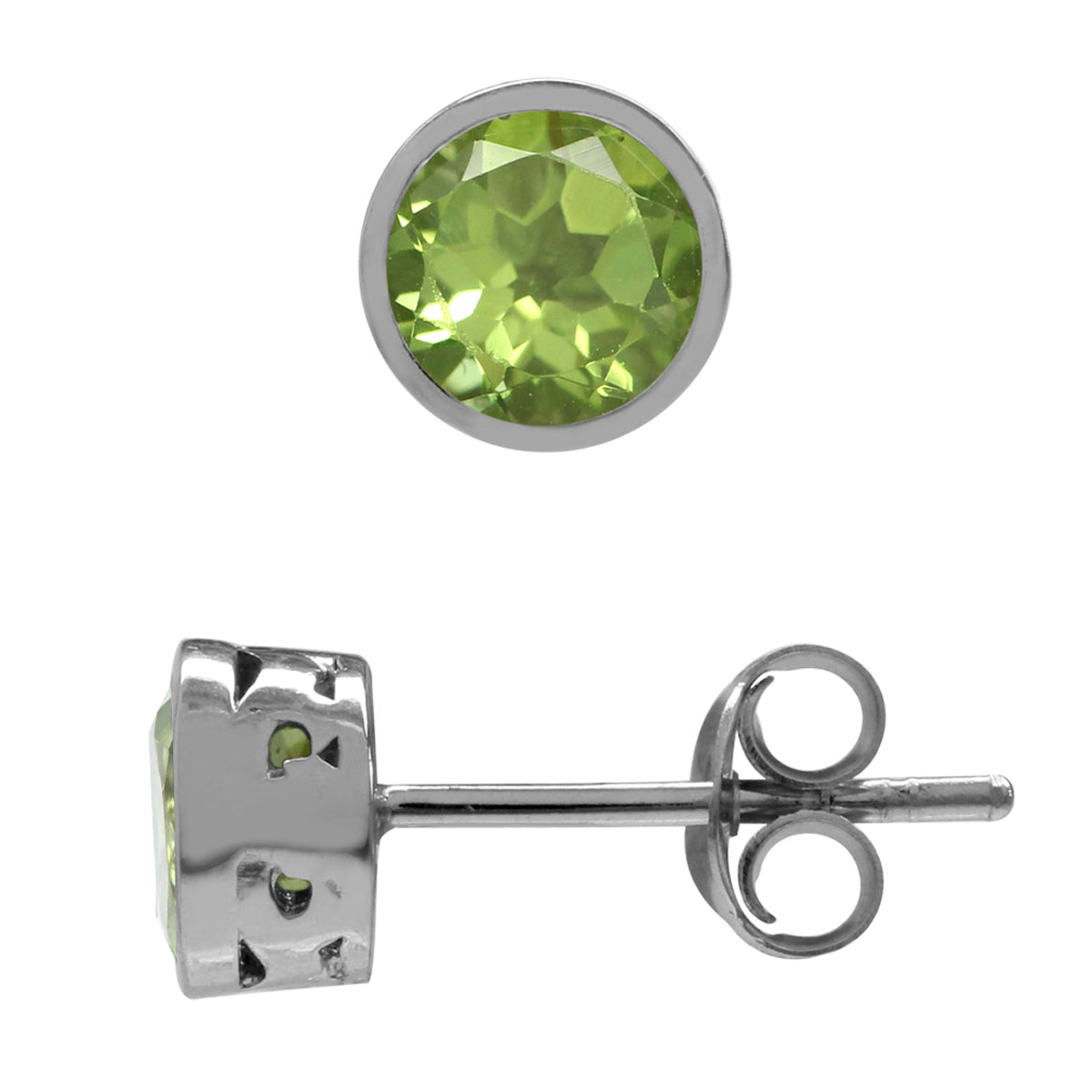 1.5ct. Petite Natural Peridot White Gold Plated 925 Sterling Silver Filigree Stud Earrings - Silvershake-store