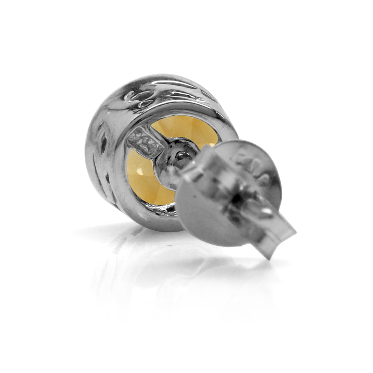 1ct. 5mm Petite Round Natural Citrine White Gold Plated 925 Sterling Silver Filigree Stud Earrings - Silvershake-store