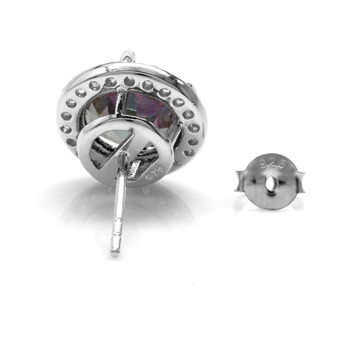 6.42ct. 9MM Round Shape Mystic Fire Topaz 925 Sterling Silver Halo Stud Earrings
