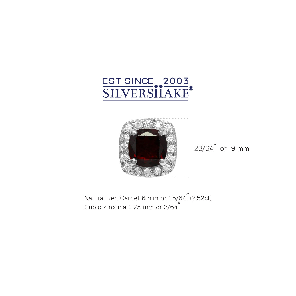2.52ct. 6mm Natural Cushion Shape Garnet 925 Sterling Silver Halo Stud Earrings