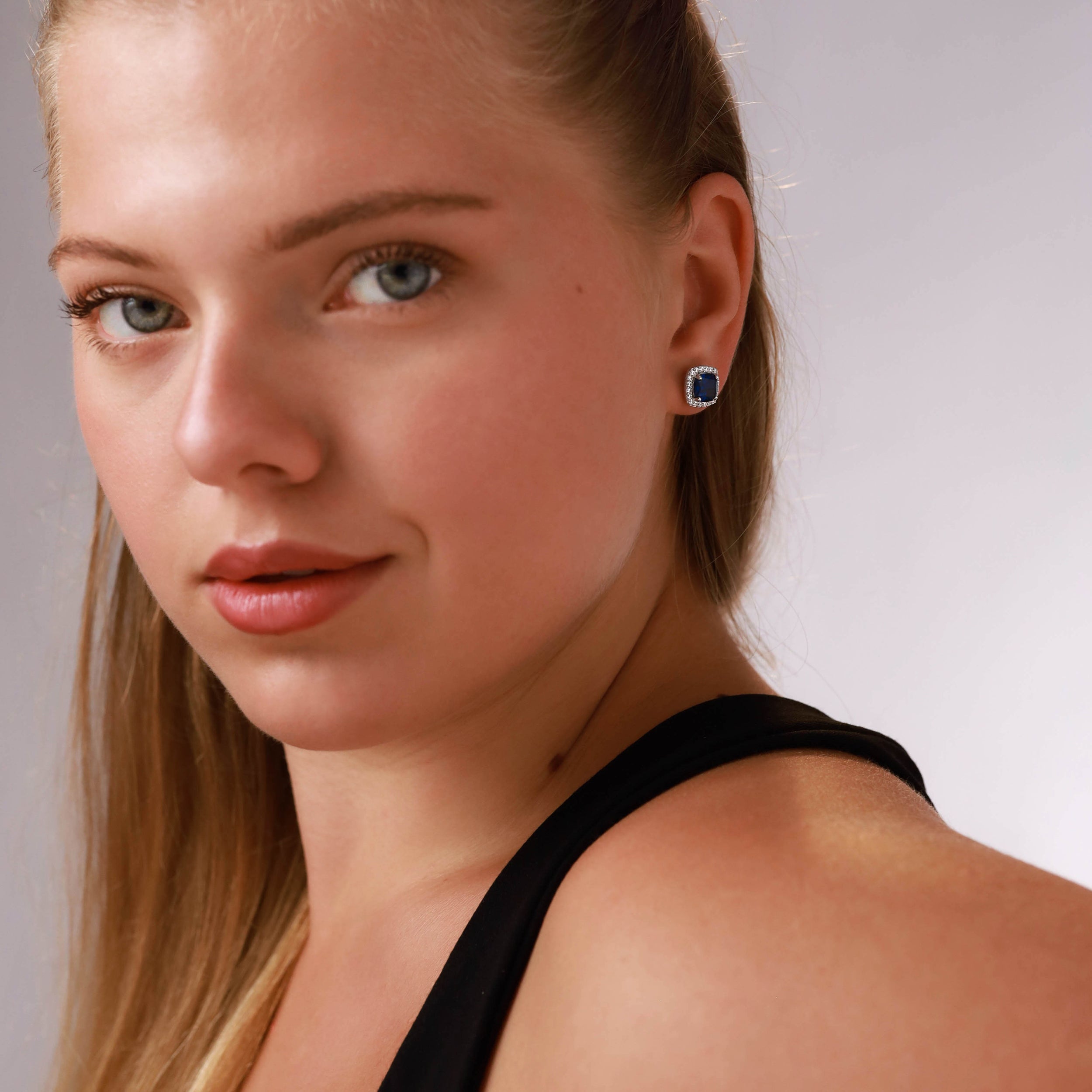 3.82ct. 7mm Cushion Shape Mystic Fire Topaz 925 Sterling Silver Halo Stud Earrings - Silvershake-store