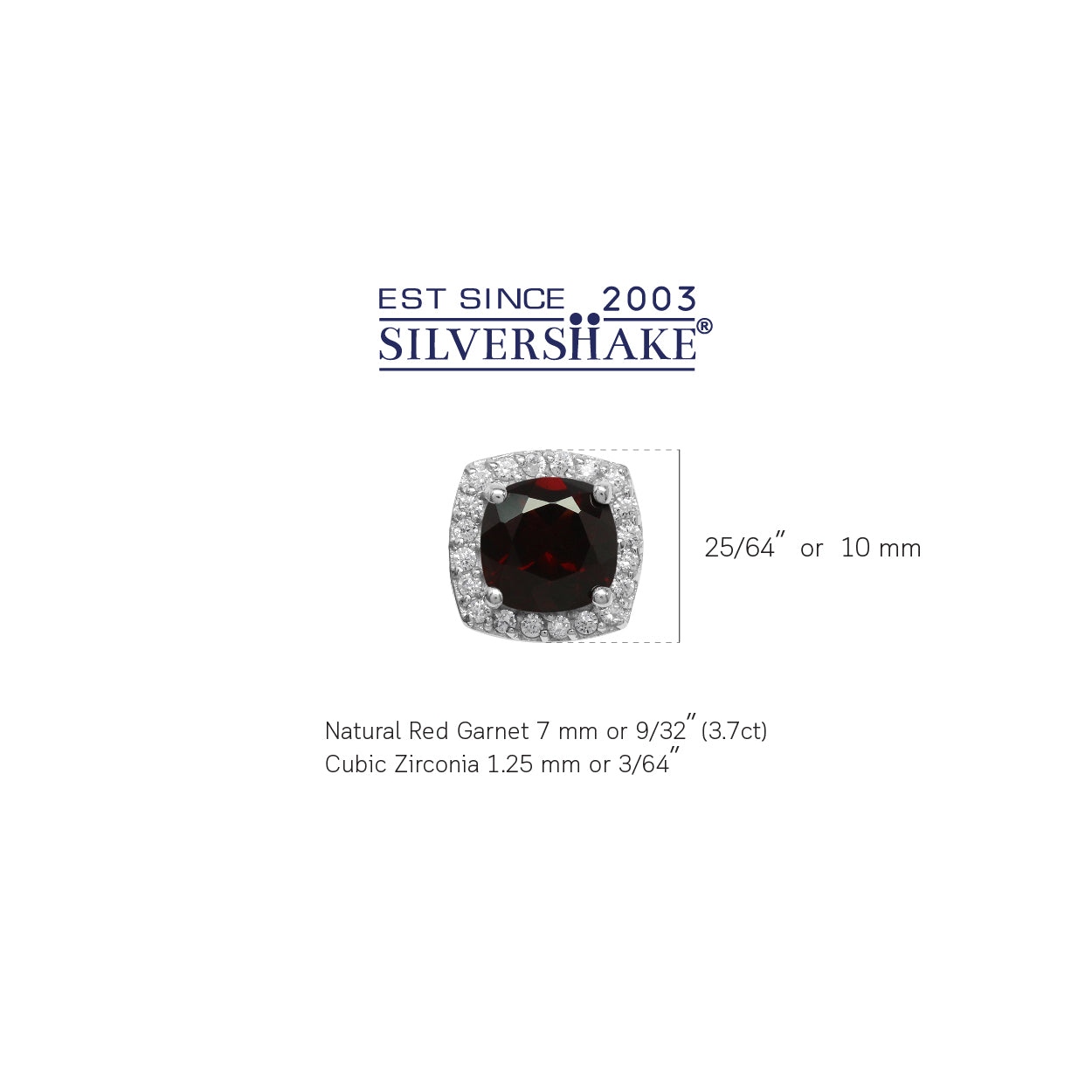 3.7ct. 7mm Natural Cushion Shape Garnet 925 Sterling Silver Halo Stud Earrings - Silvershake-store