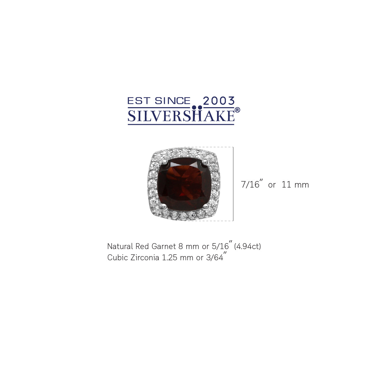 4.94ct. 8mm Natural Cushion Shape Garnet White Gold Plated 925 Sterling Silver Halo Stud Earrings