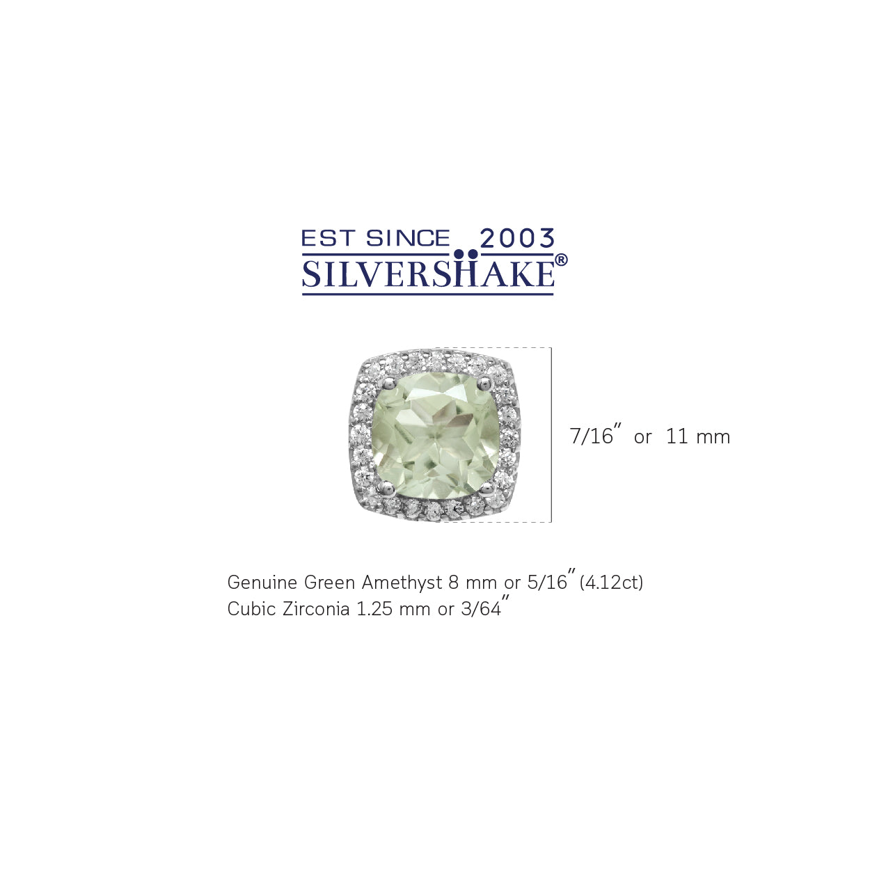 4.12ct. 8mm Natural Cushion Shape Green Amethyst 925 Sterling Silver Halo Stud Earrings
