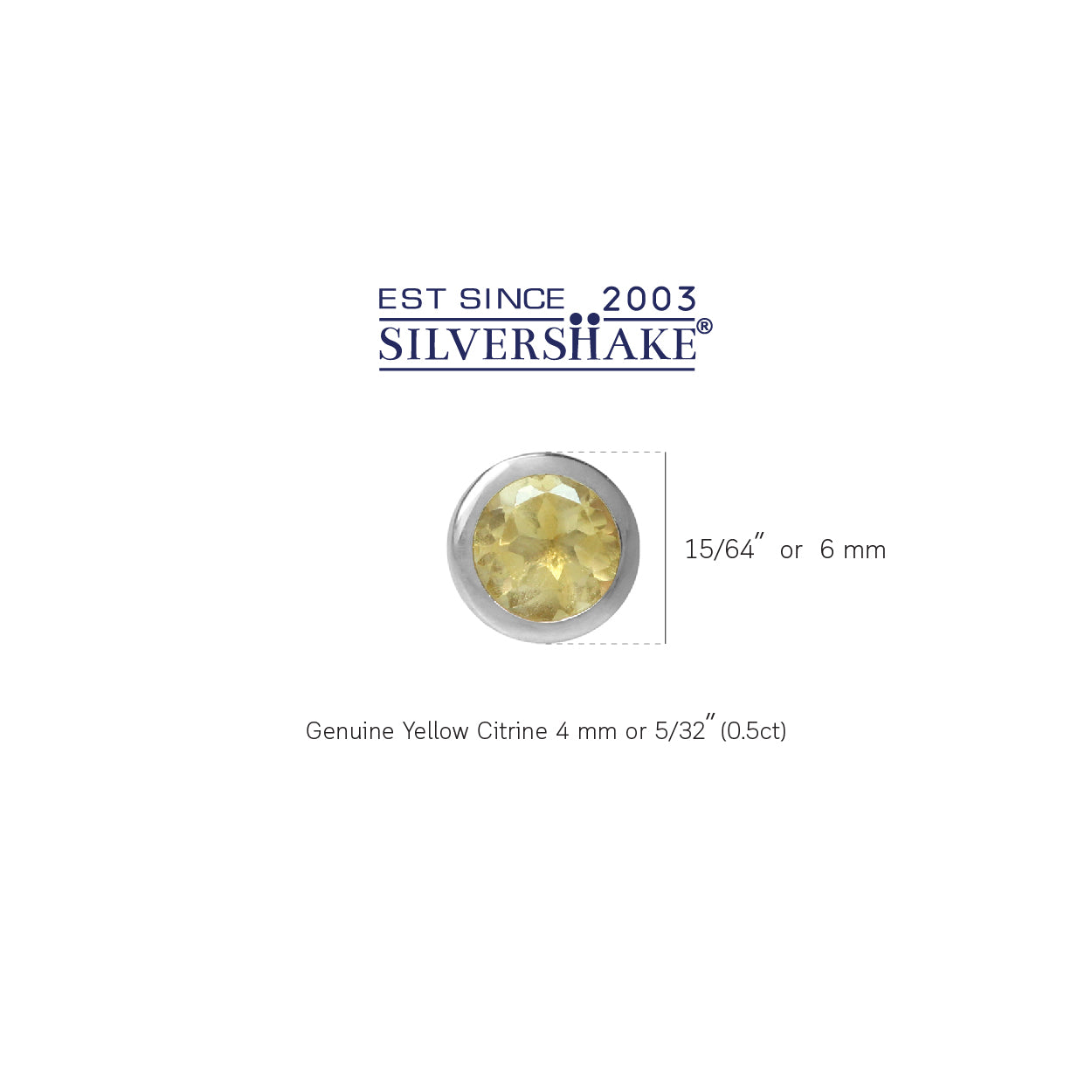 4mm Petite Natural Round Shape Citrine White Gold Plated 925 Sterling Silver Bezel Set Stud Earrings - Silvershake-store