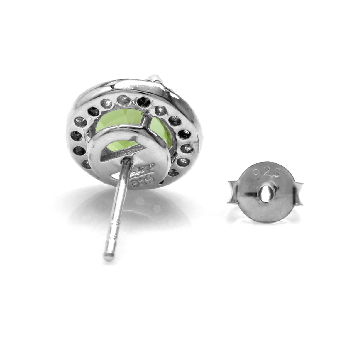 2.84ct. 7MM Natural Round Shape Peridot 925 Sterling Silver Halo Stud Earrings