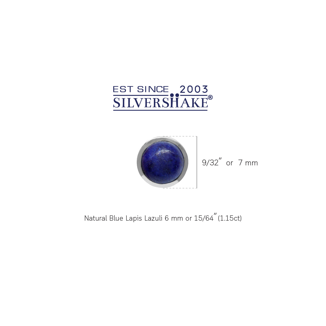 6mm Genuine Round Shape Lapis White Gold Plated 925 Sterling Silver Stud Earrings - Silvershake-store