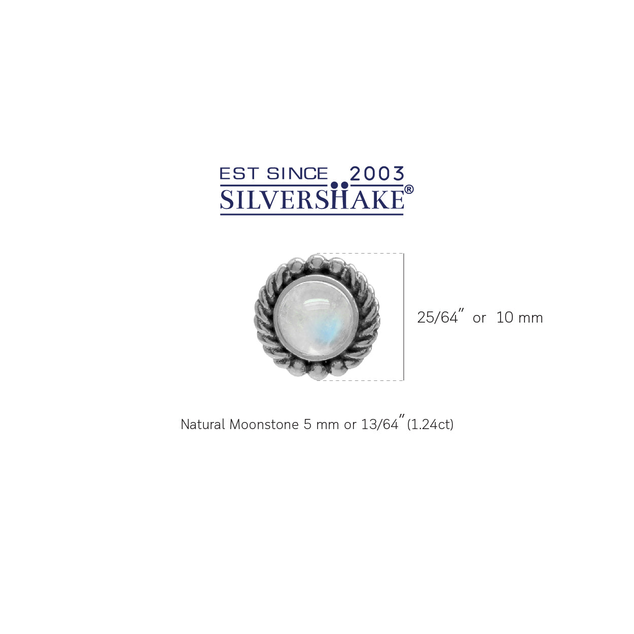 Natural Moonstone 925 Sterling Silver Rope Stud Earrings