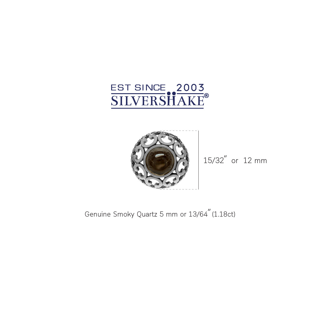 Cabochon Smoky Quartz 925 Sterling Silver Filigree Stud Post Earrings