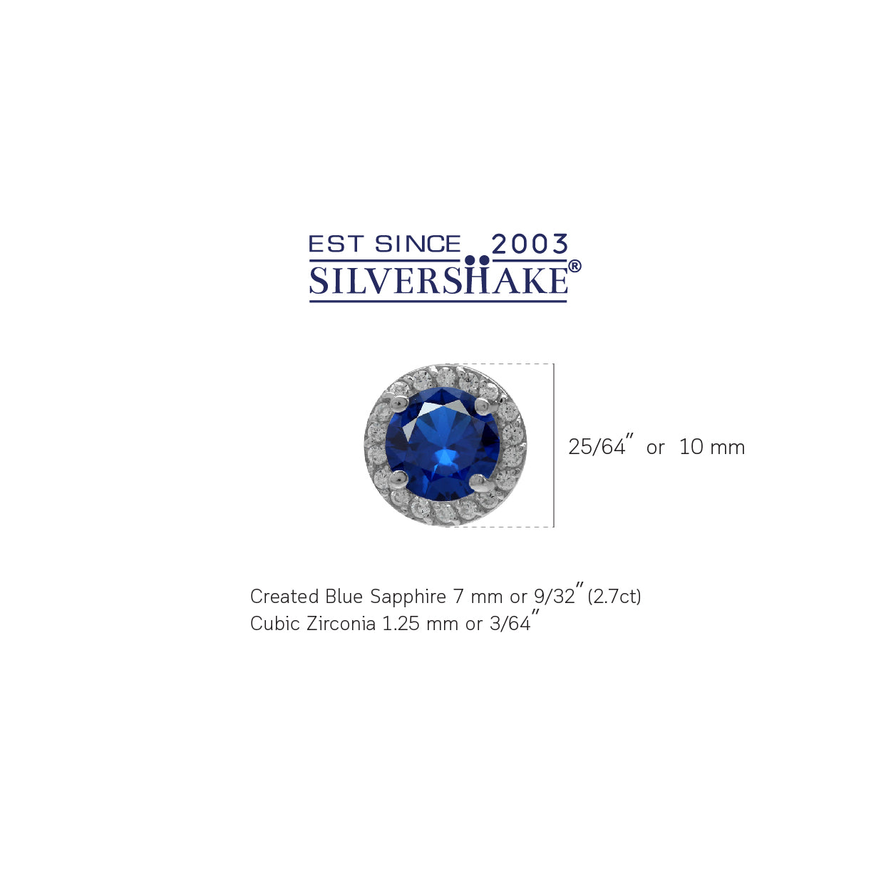 7MM Round Shape Synthetic Sapphire Blue & White CZ 925 Sterling Silver Halo Stud Earrings
