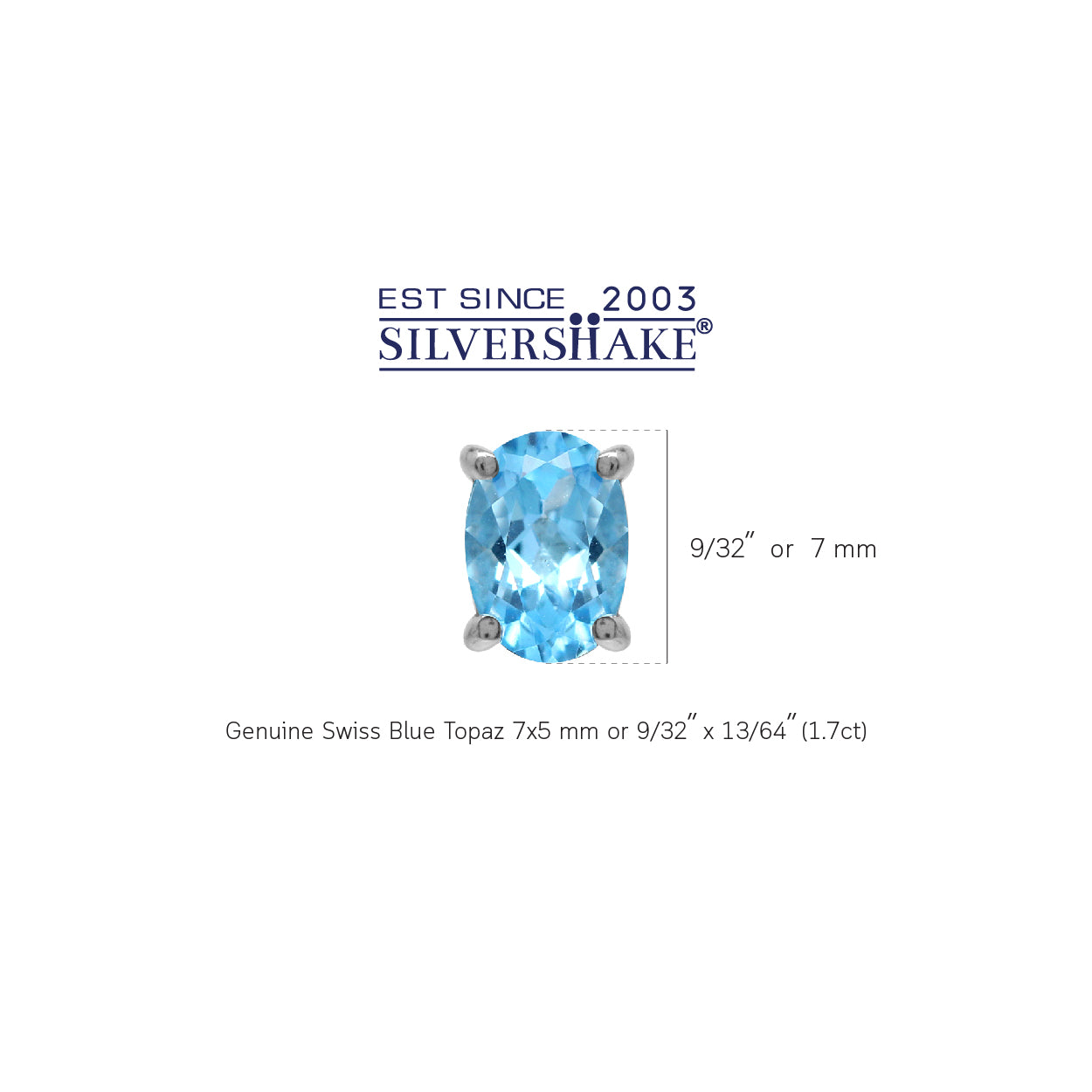 1.7ct. Genuine 7X5mm Oval Shape Swiss Blue Topaz White Gold Plated 925 Sterling Silver Stud Earrings - Silvershake-store