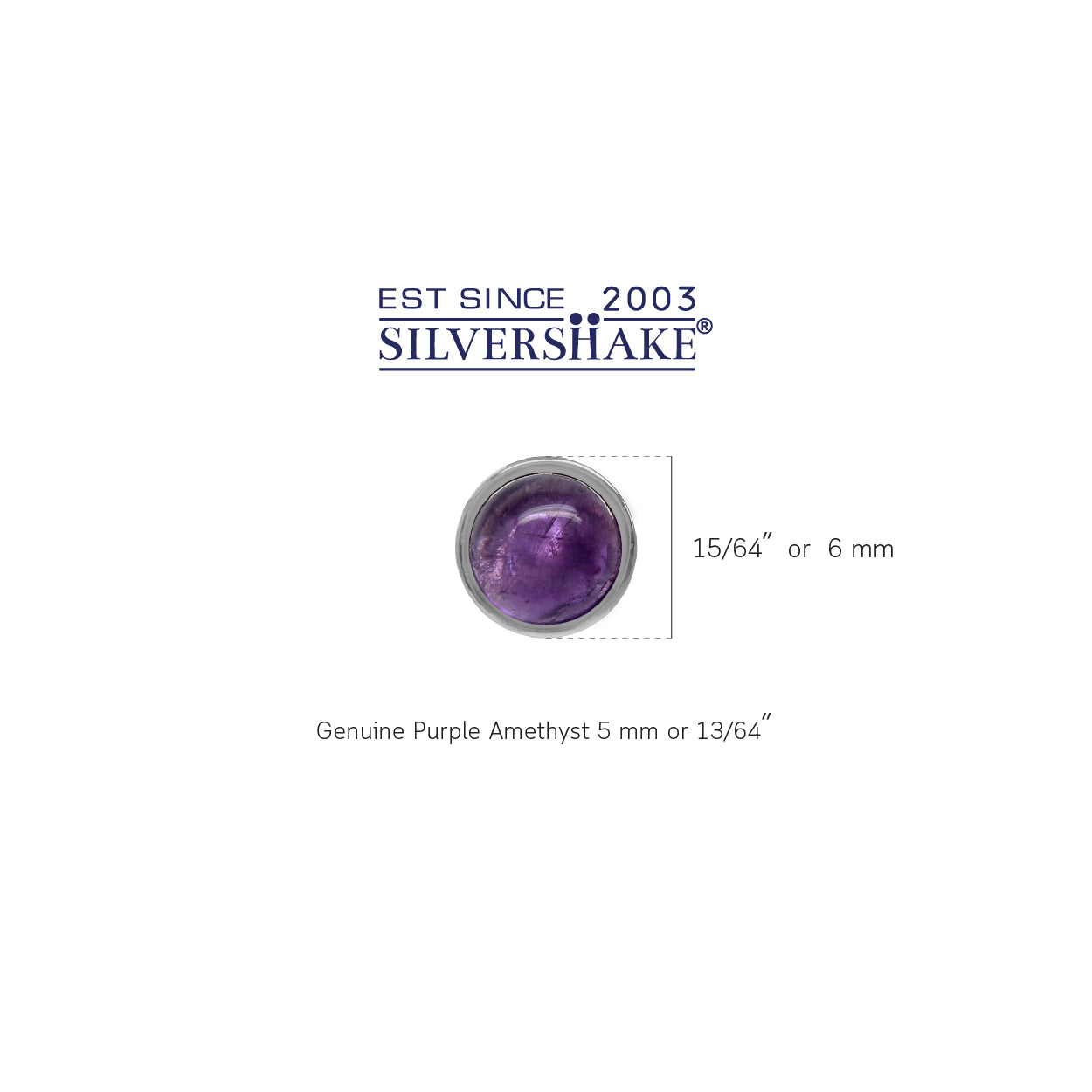 5mm Petite Cabochon Amethyst White Gold Plated 925 Sterling Silver Stud Earrings - Silvershake-store