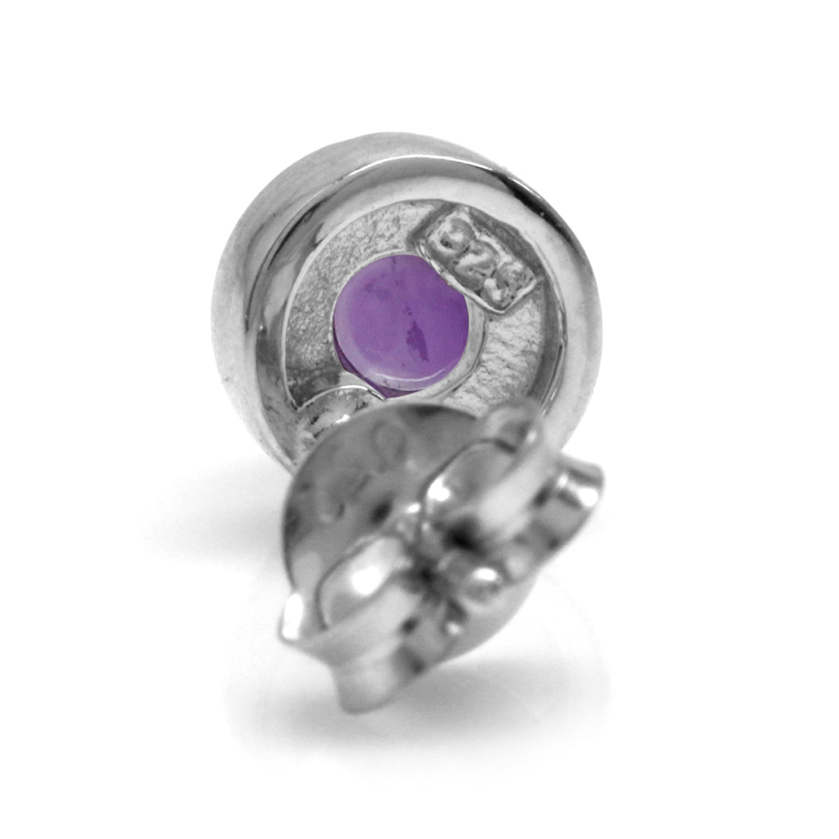 5mm Petite Cabochon Amethyst White Gold Plated 925 Sterling Silver Stud Earrings - Silvershake-store