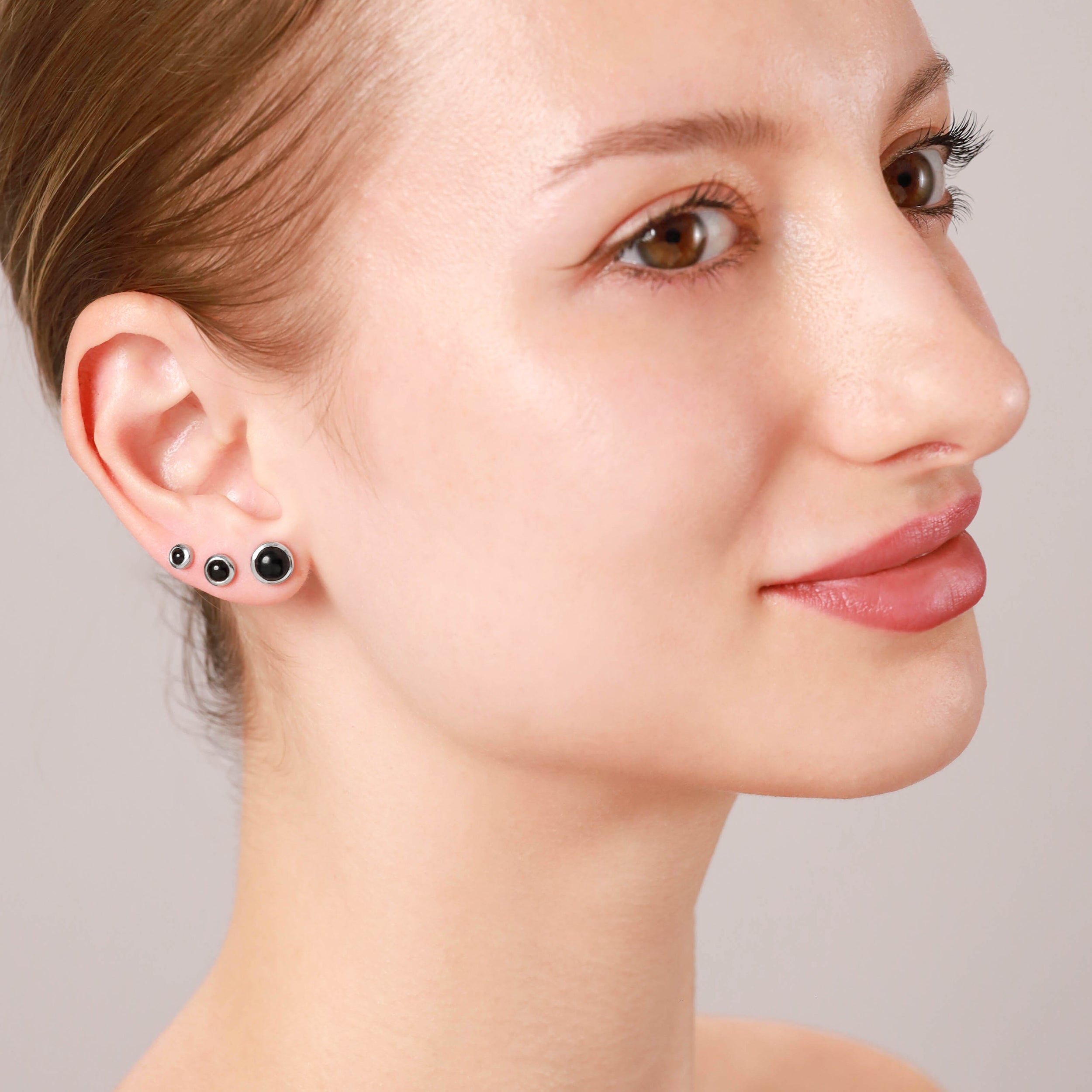 4mm Petite Genuine Round Shape Black Onyx 925 Sterling Silver Stud Earrings - Silvershake-store