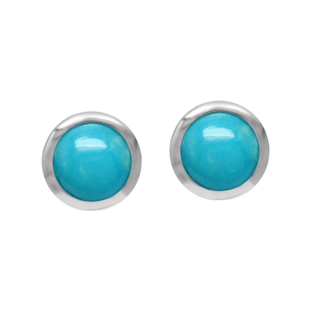 4mm Petite Genuine Round Shape Arizona American Turquoise 925 Sterling Silver Stud Earrings Jewelry for Women and Second or Third Hole - Silvershake-store