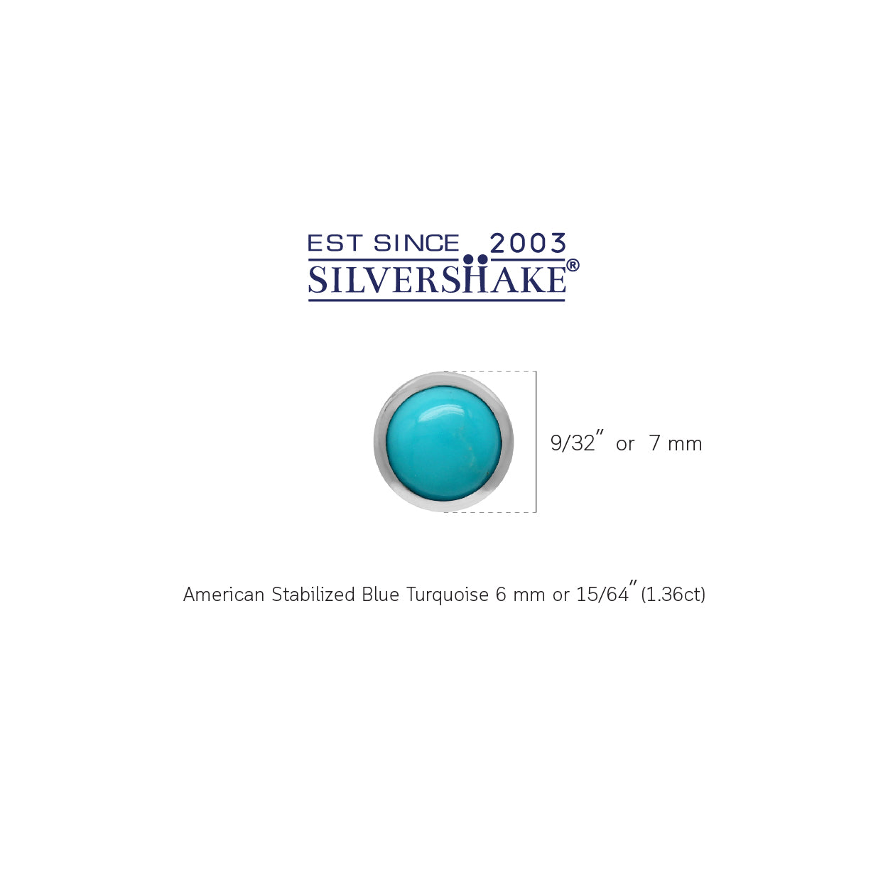 6mm Genuine Round Shape Arizona American Turquoise White Gold Plated 925 Sterling Silver Stud Earrings Jewelry for Women and - Silvershake-store