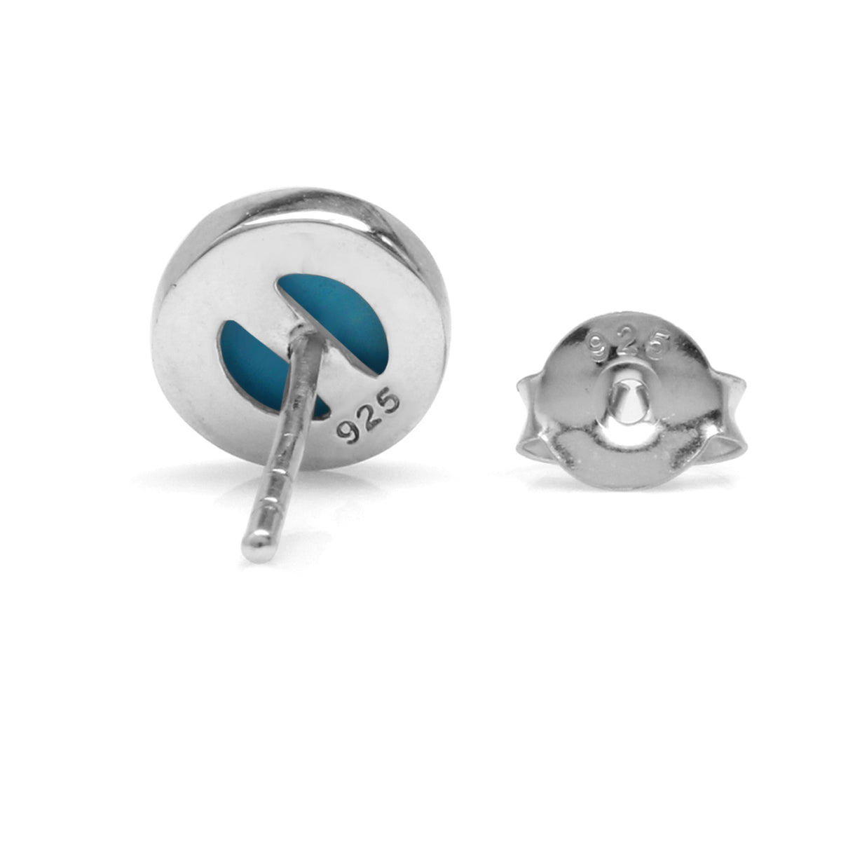 6mm Genuine Round Shape Arizona American Turquoise White Gold Plated 925 Sterling Silver Stud Earrings Jewelry for Women and - Silvershake-store