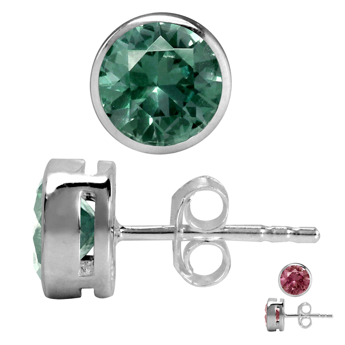 6mm Round Simulated Color Change Alexandrite 925 Sterling Silver Stud Earrings - Silvershake-store