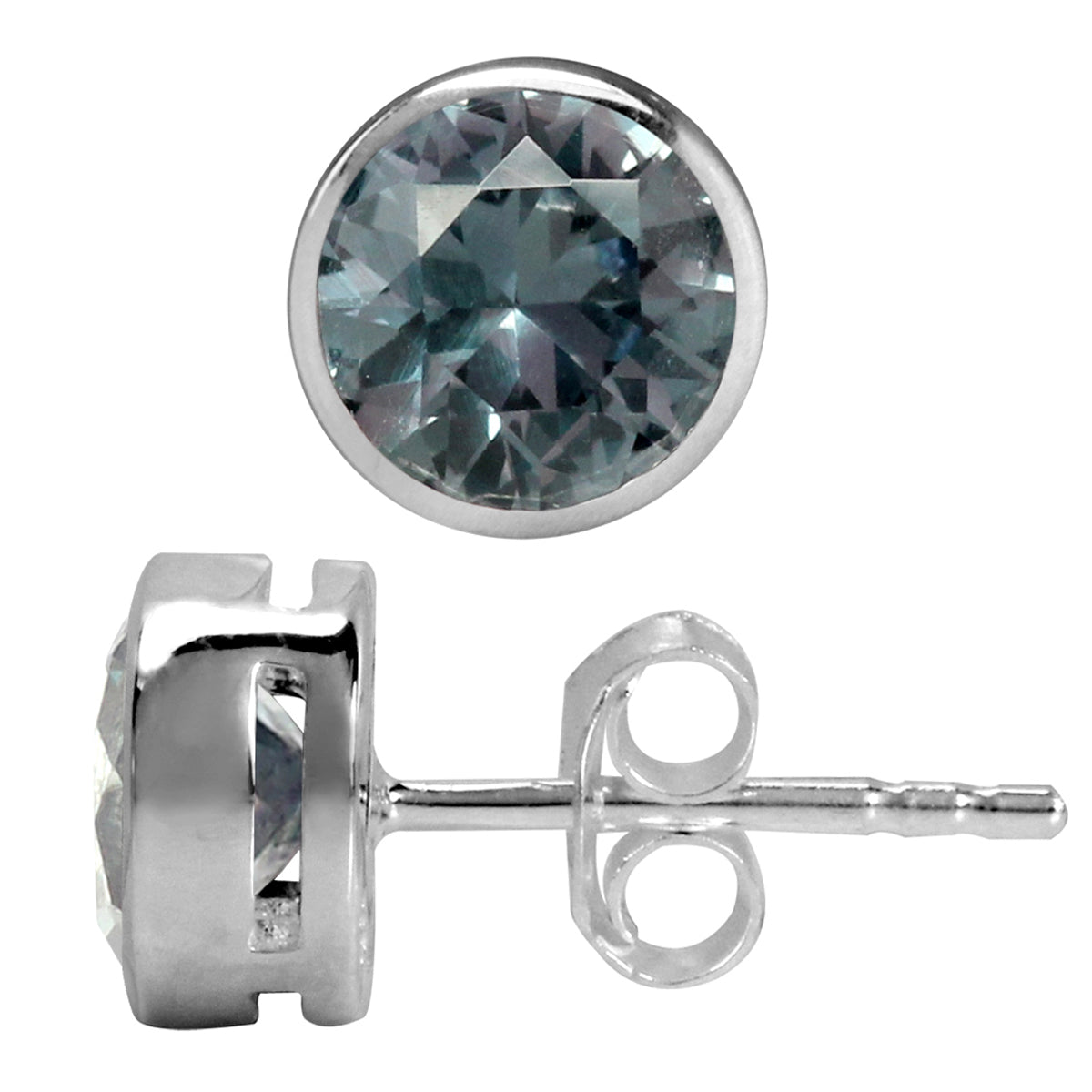 6mm Round Simulated Color Change Alexandrite 925 Sterling Silver Stud Earrings - Silvershake-store