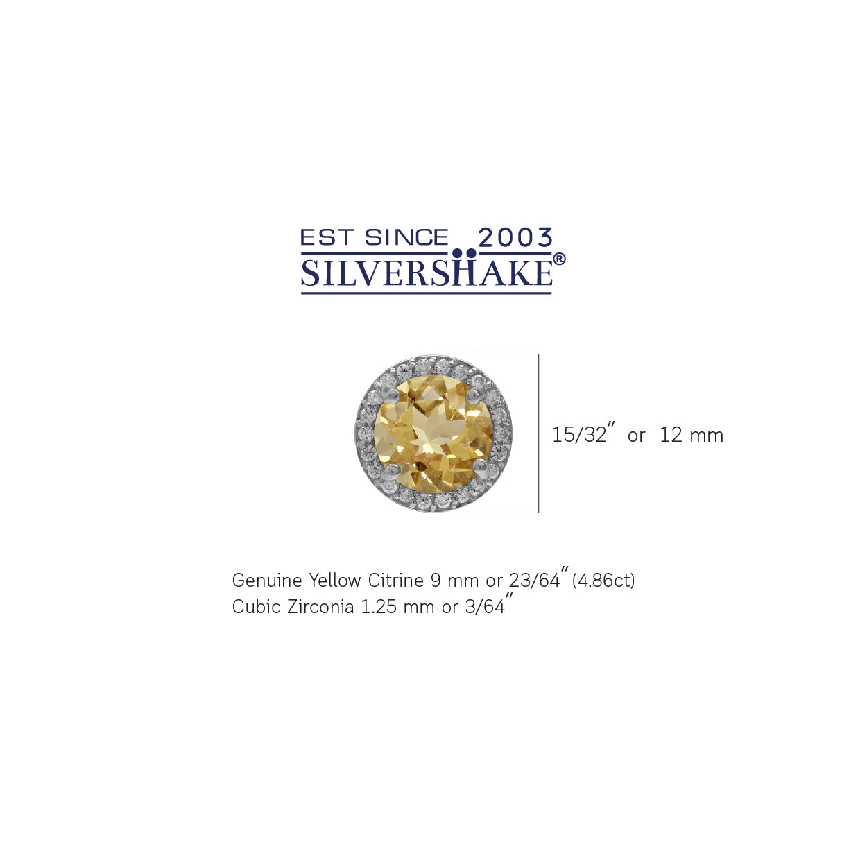 4.86ct. 9MM Natural Round Shape Citrine White Gold Plated 925 Sterling Silver Halo Stud Earrings