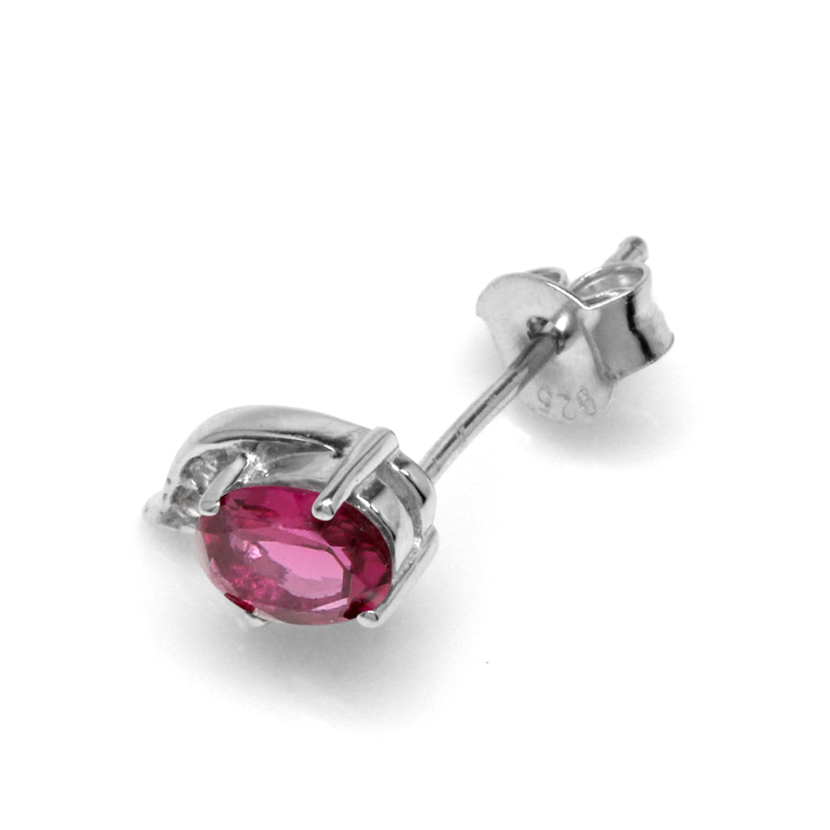 Petite Natural Pink Tourmaline and White Topaz 925 Sterling Silver Stud Earrings