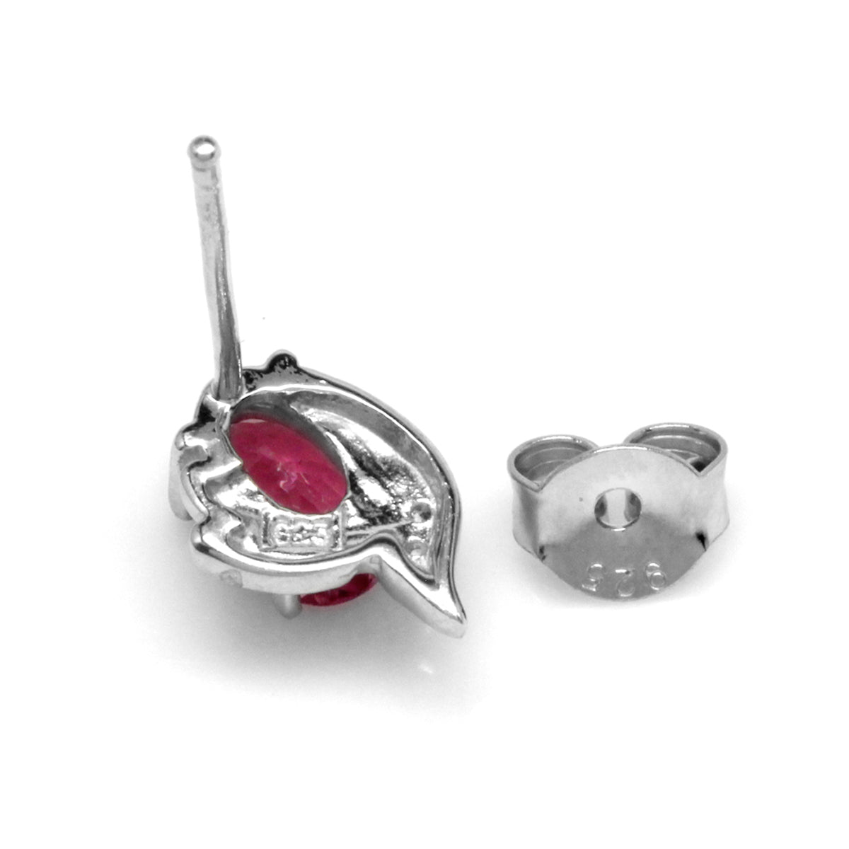 Petite Natural Pink Tourmaline and White Topaz 925 Sterling Silver Stud Earrings