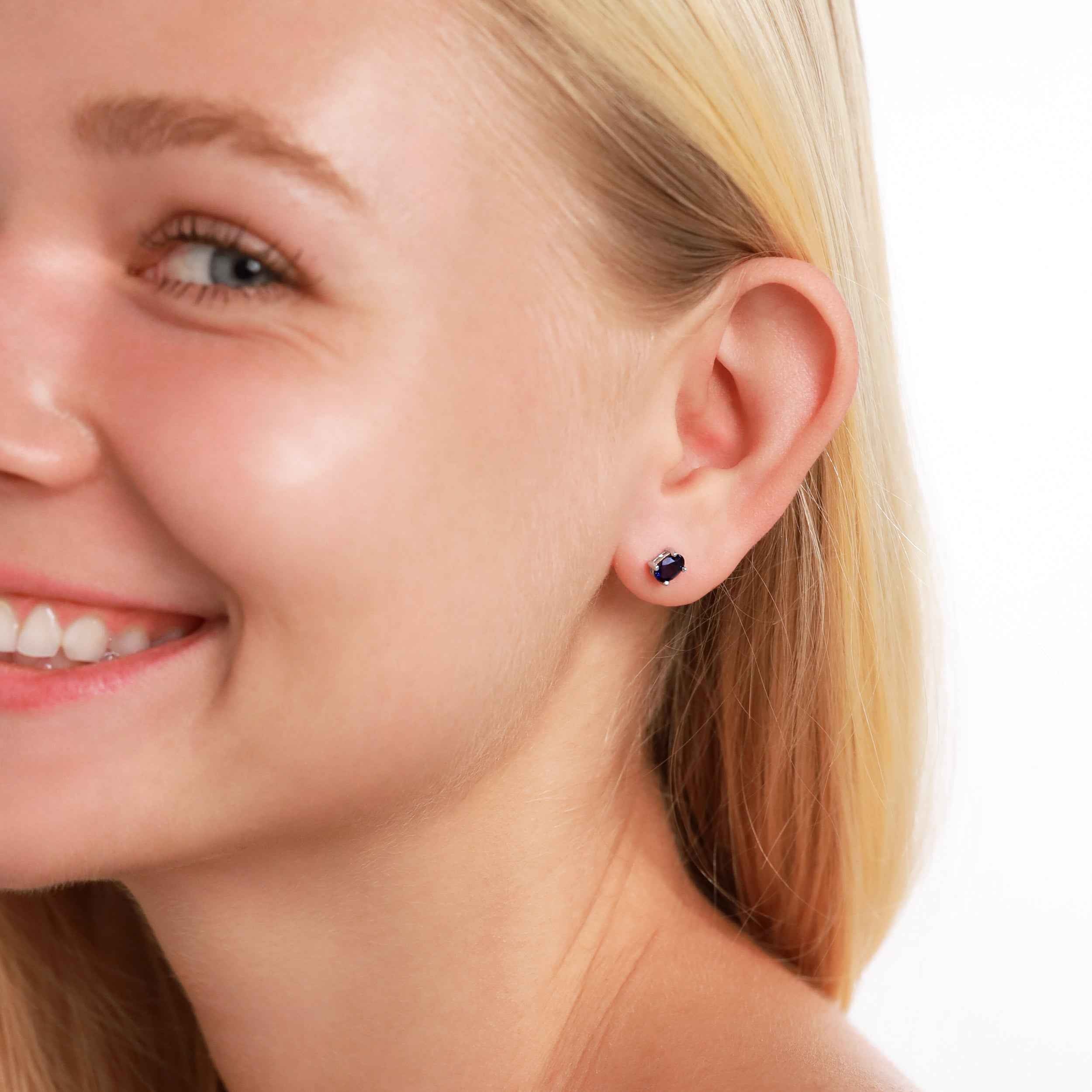 6x4MM Petite Natural Oval Shape Pink Tourmaline White Gold Plated 925 Sterling Silver Stud Earrings