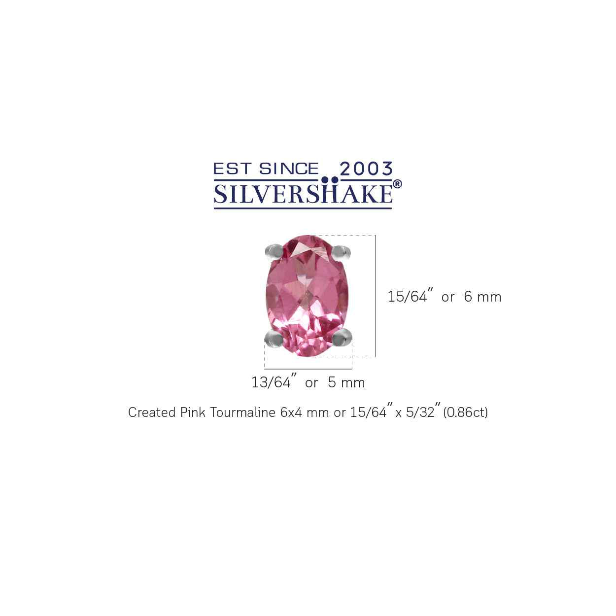 6x4MM Petite Natural Oval Shape Pink Tourmaline White Gold Plated 925 Sterling Silver Stud Earrings