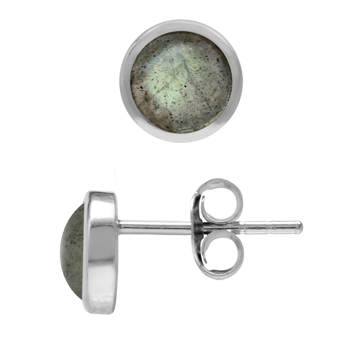 5mm Petite Labradorite White Gold Plated 925 Sterling Silver Stud Earrings - Silvershake-store