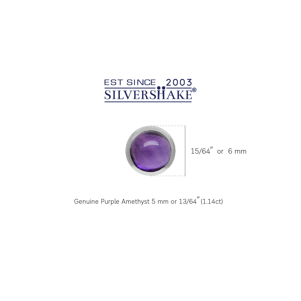 5mm Petite Cabochon Amethyst White Gold Plated 925 Sterling Silver Stud Earrings - Silvershake-store