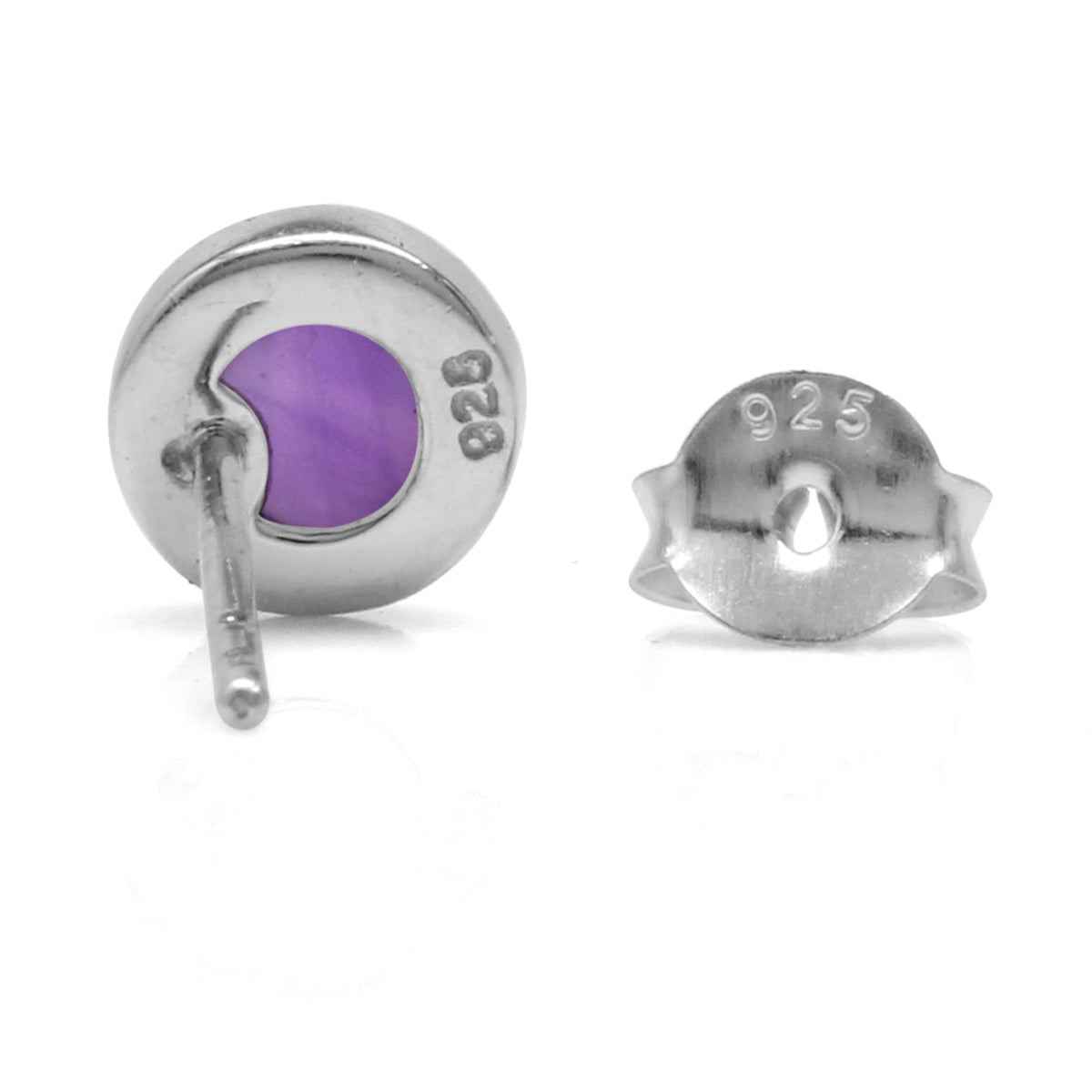 5mm Petite Cabochon Amethyst White Gold Plated 925 Sterling Silver Stud Earrings - Silvershake-store